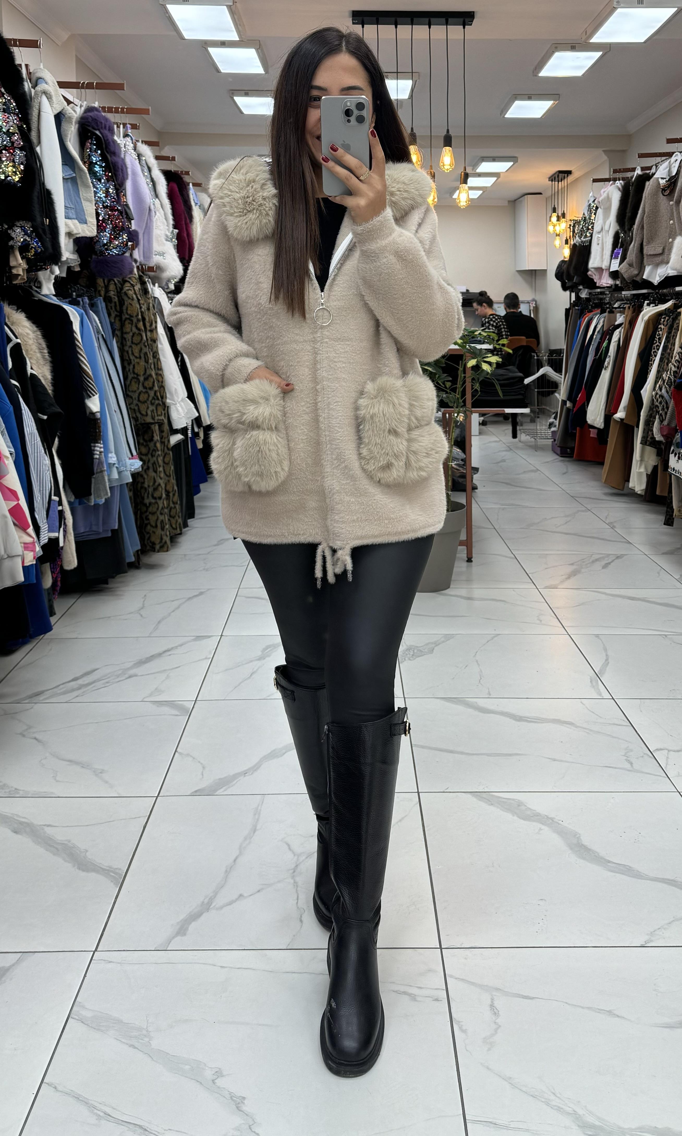 İthal Angora Hırka Bej