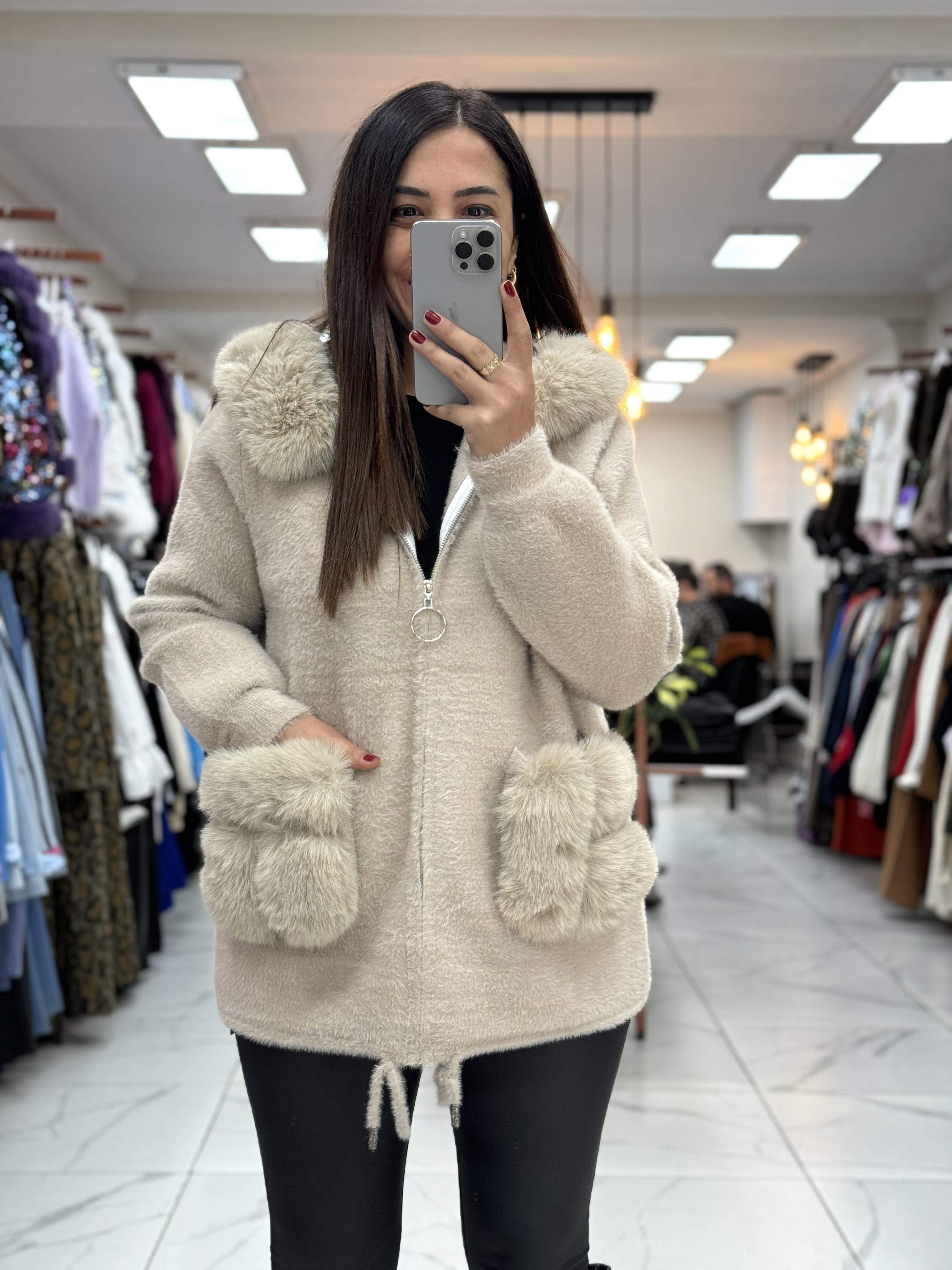 İthal Angora Hırka Bej