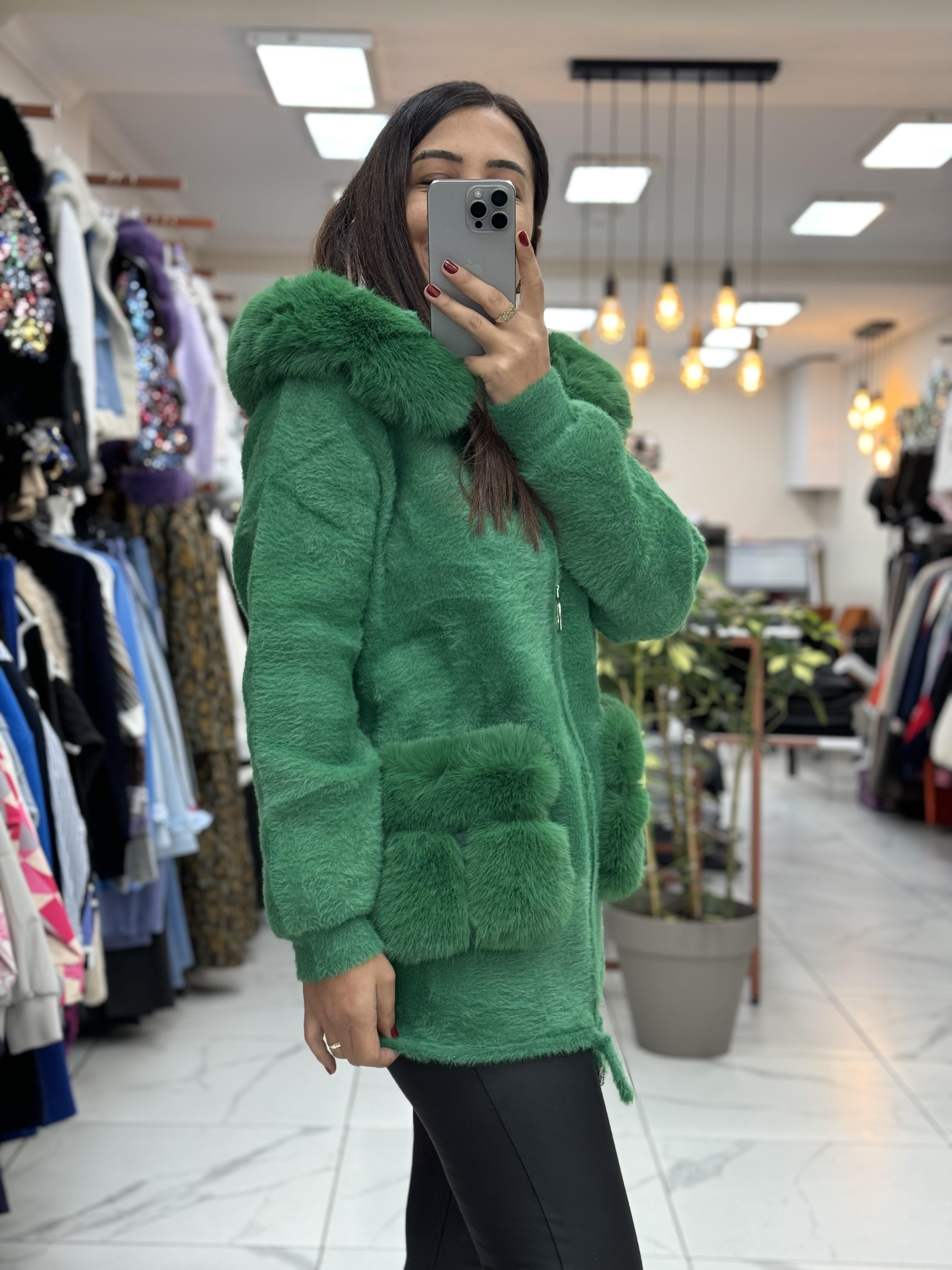 İthal Angora Hırka Yeşil
