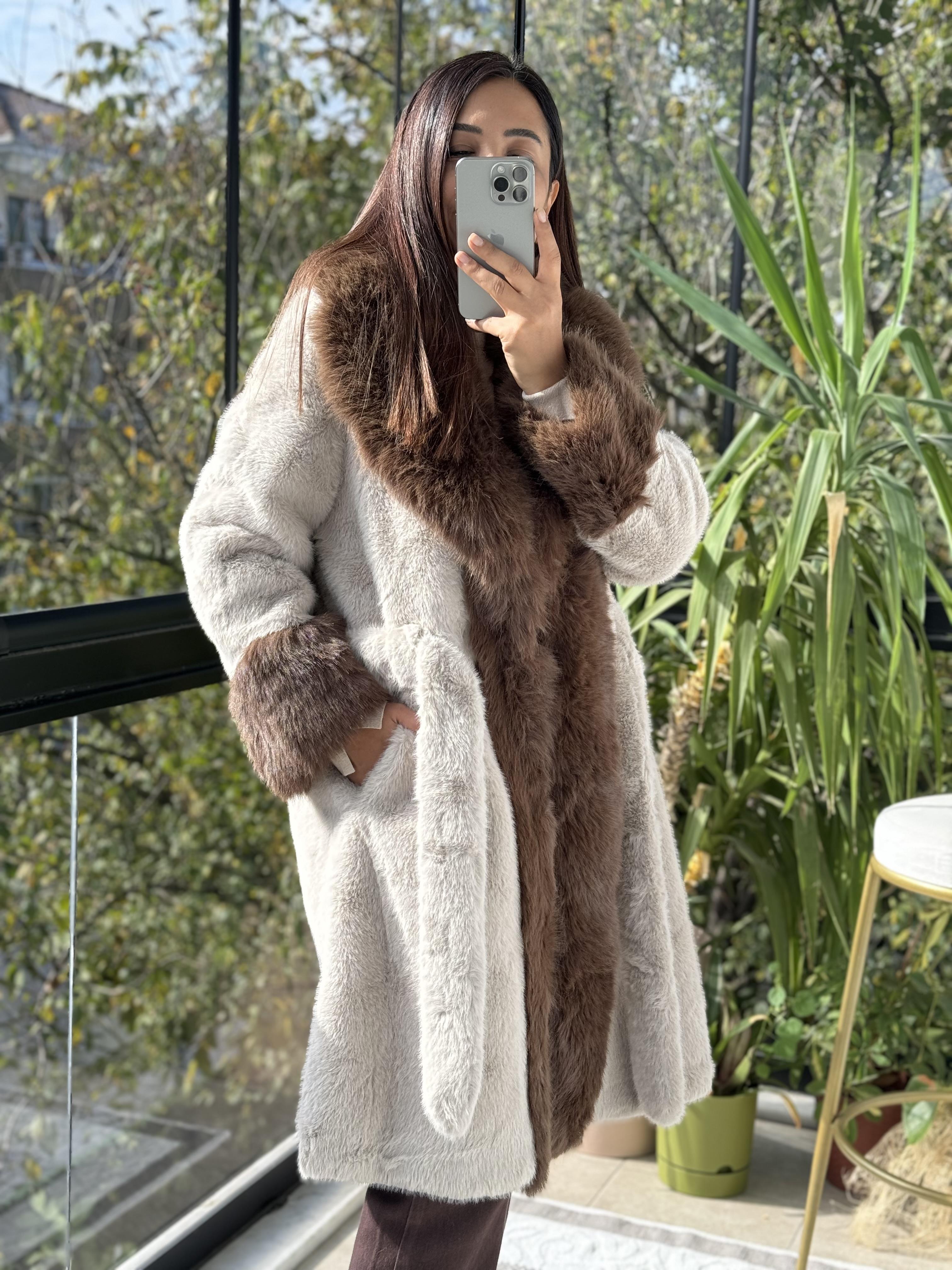 İthal Kuşaklı Palto Bej