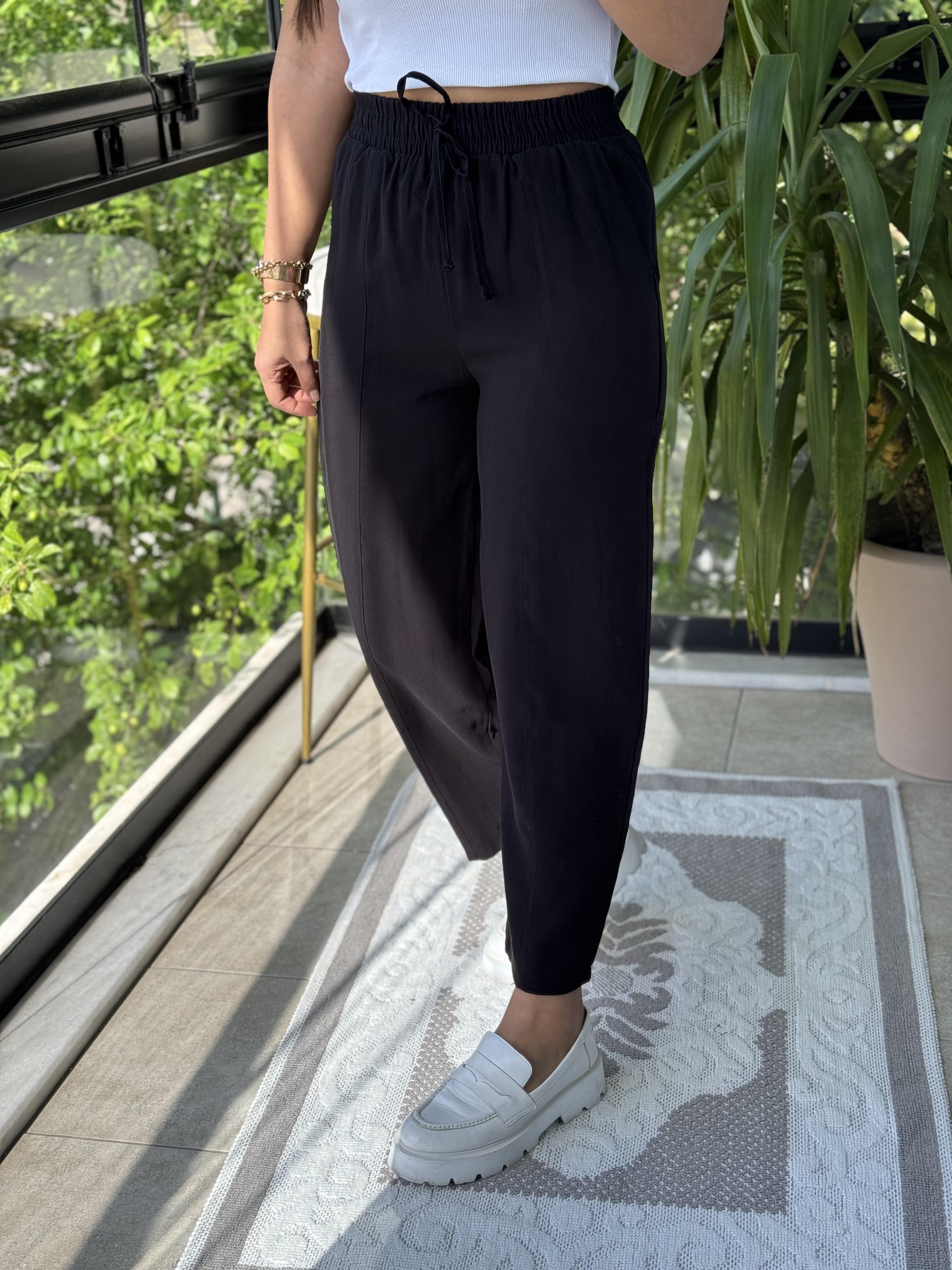 İthal Tensel Kumaş Pantolon Siyah