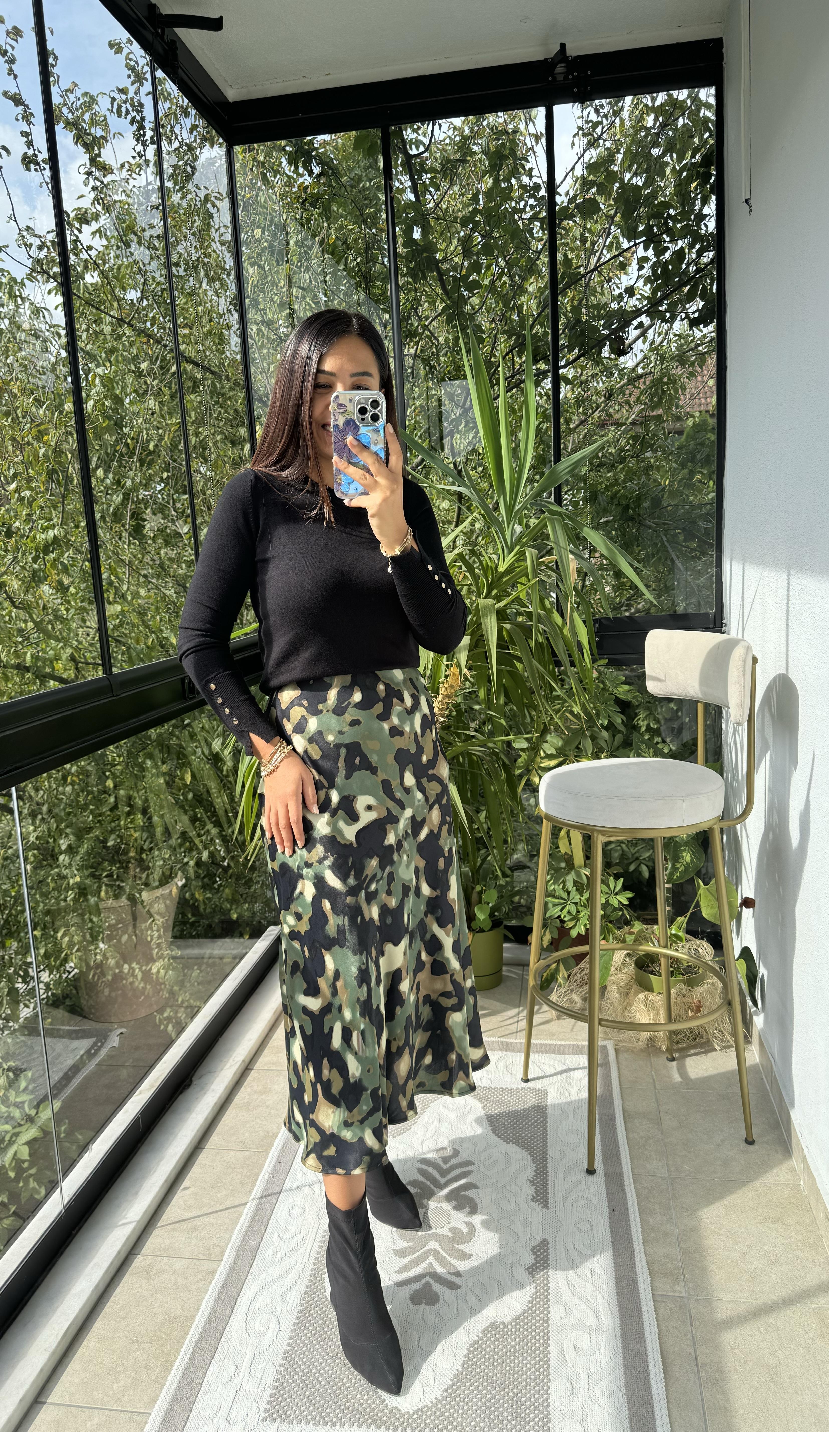 Kamuflaj Desen Etek Yeşil