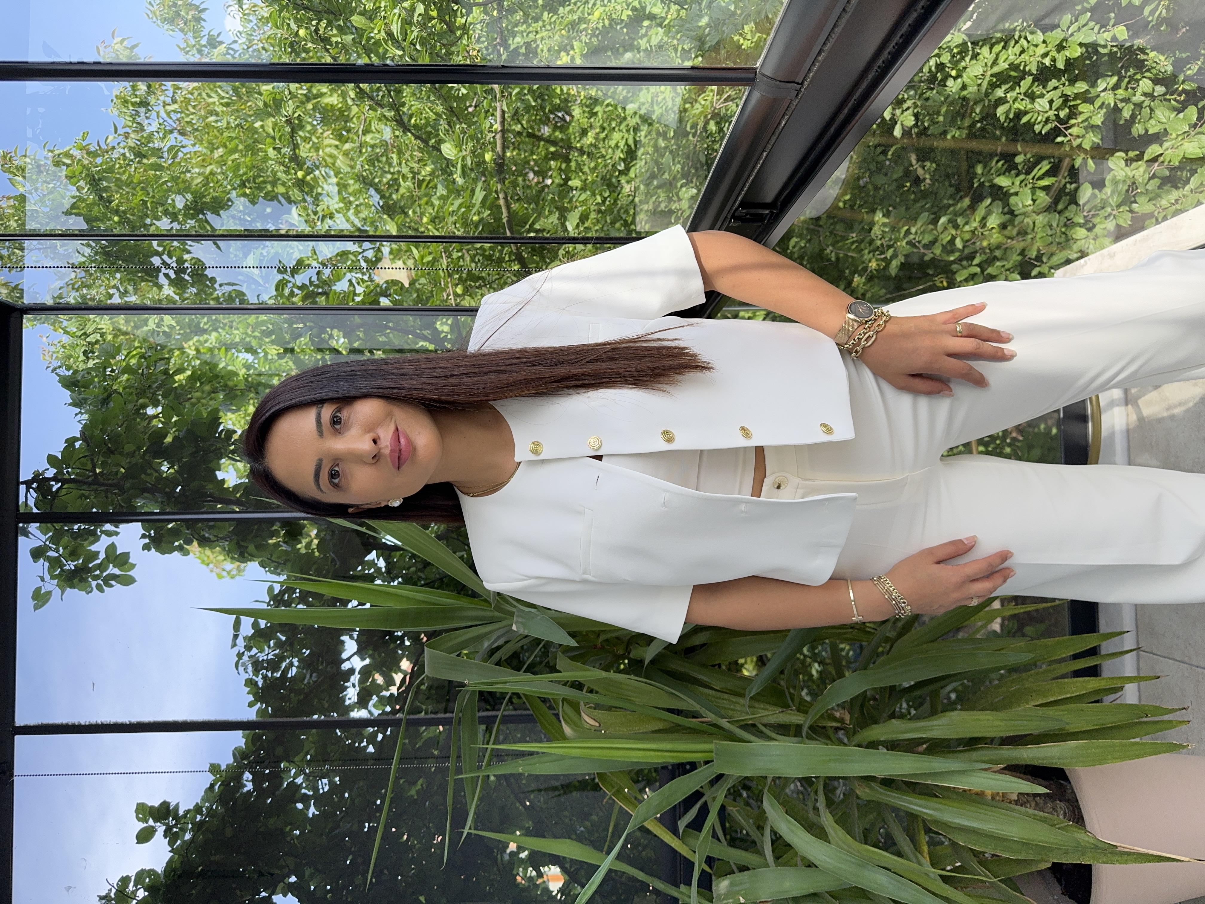 Kısa Kol Blazer Ceket Kırık Beyaz