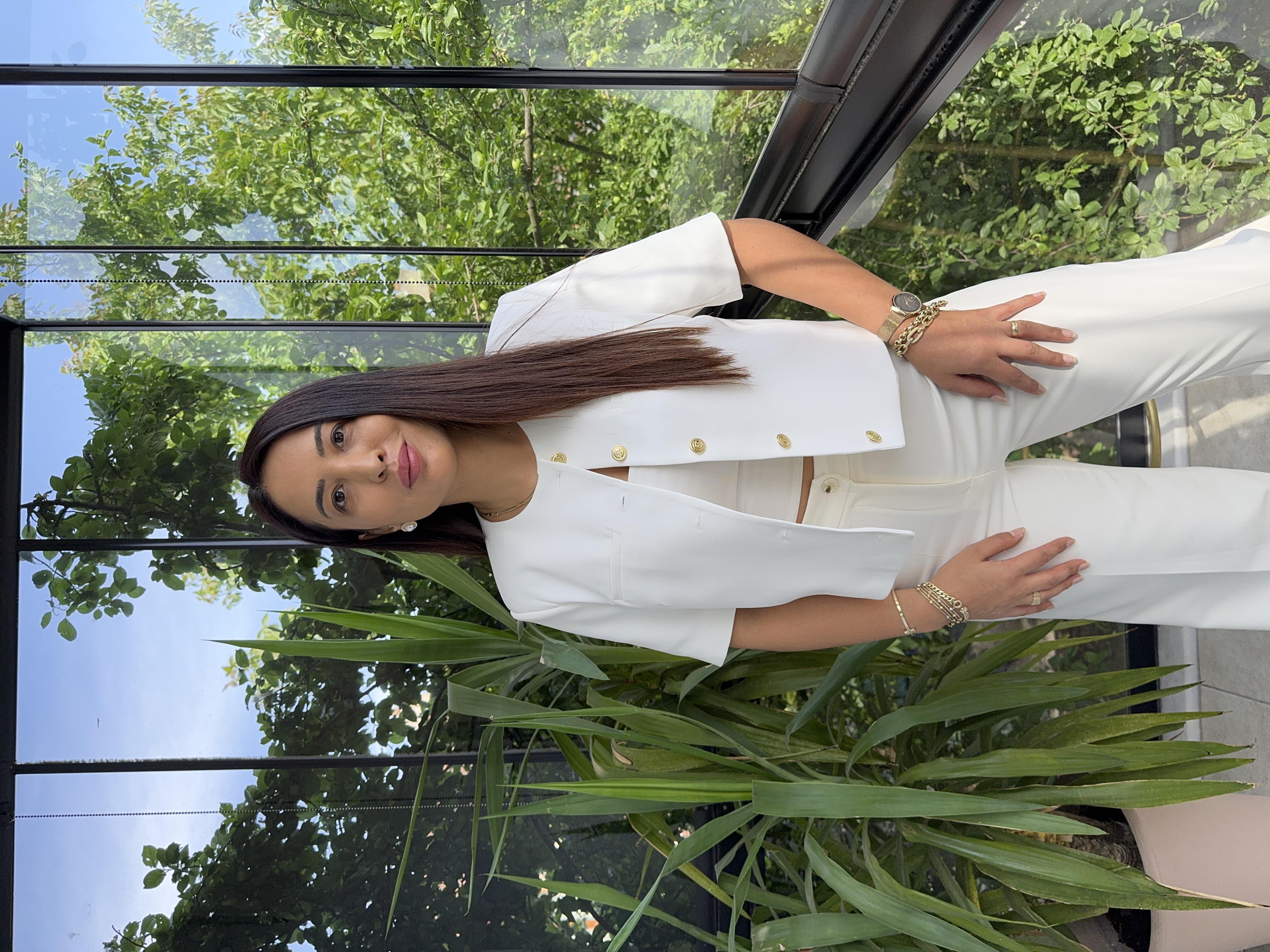 Kısa Kol Blazer Ceket Kırık Beyaz