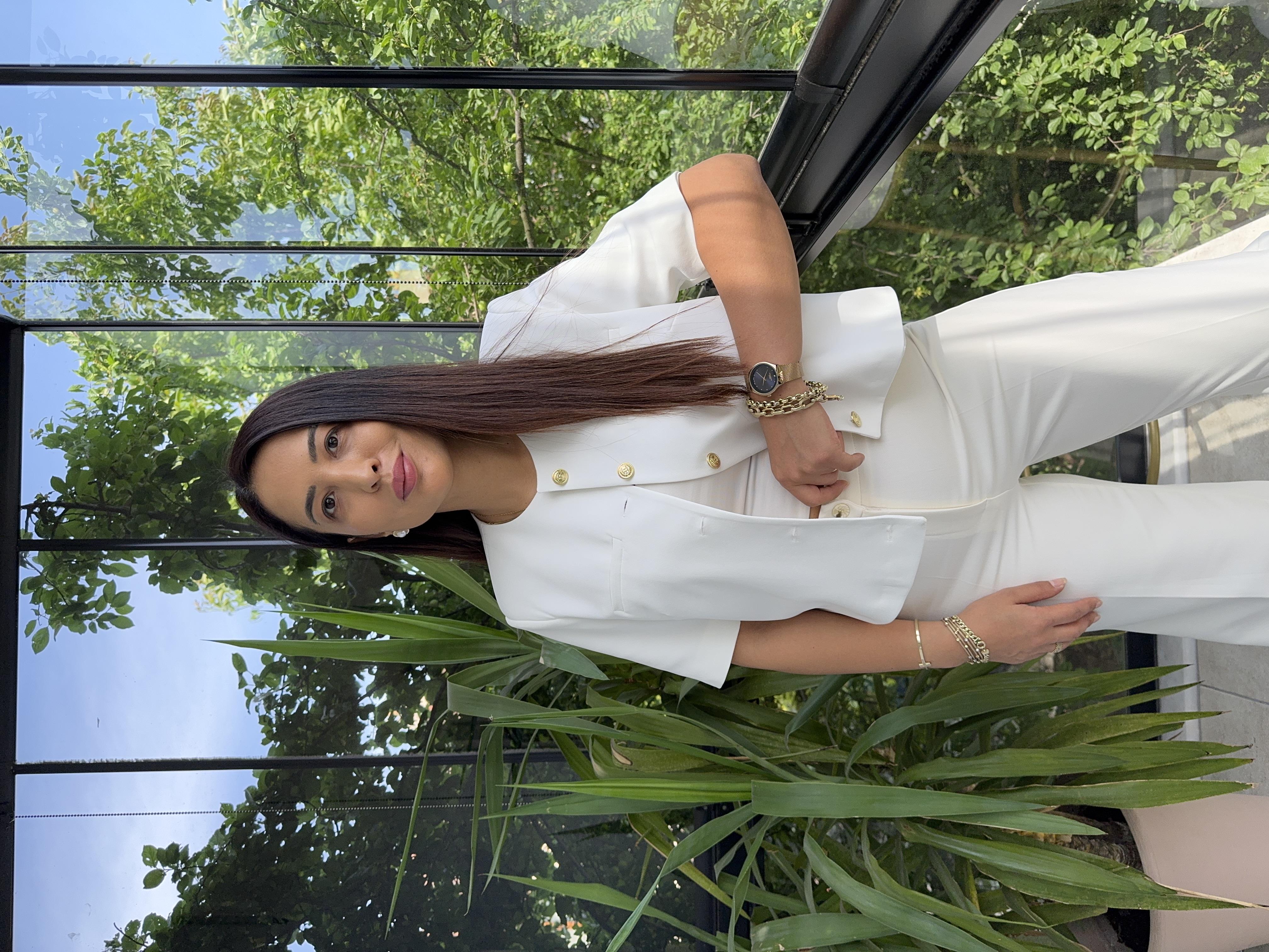 Kısa Kol Blazer Ceket Kırık Beyaz