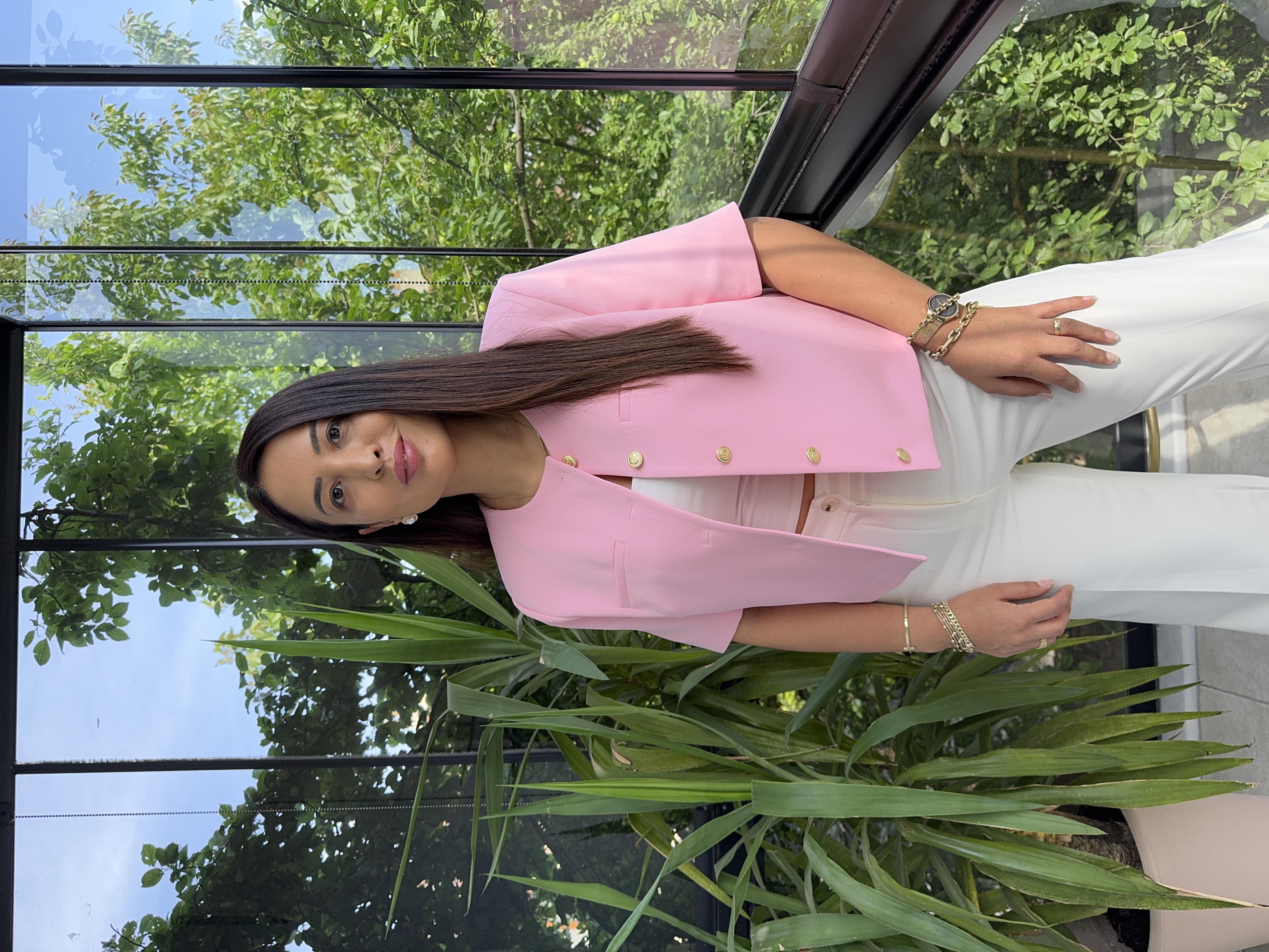 Kısa Kol Blazer Ceket Pembe