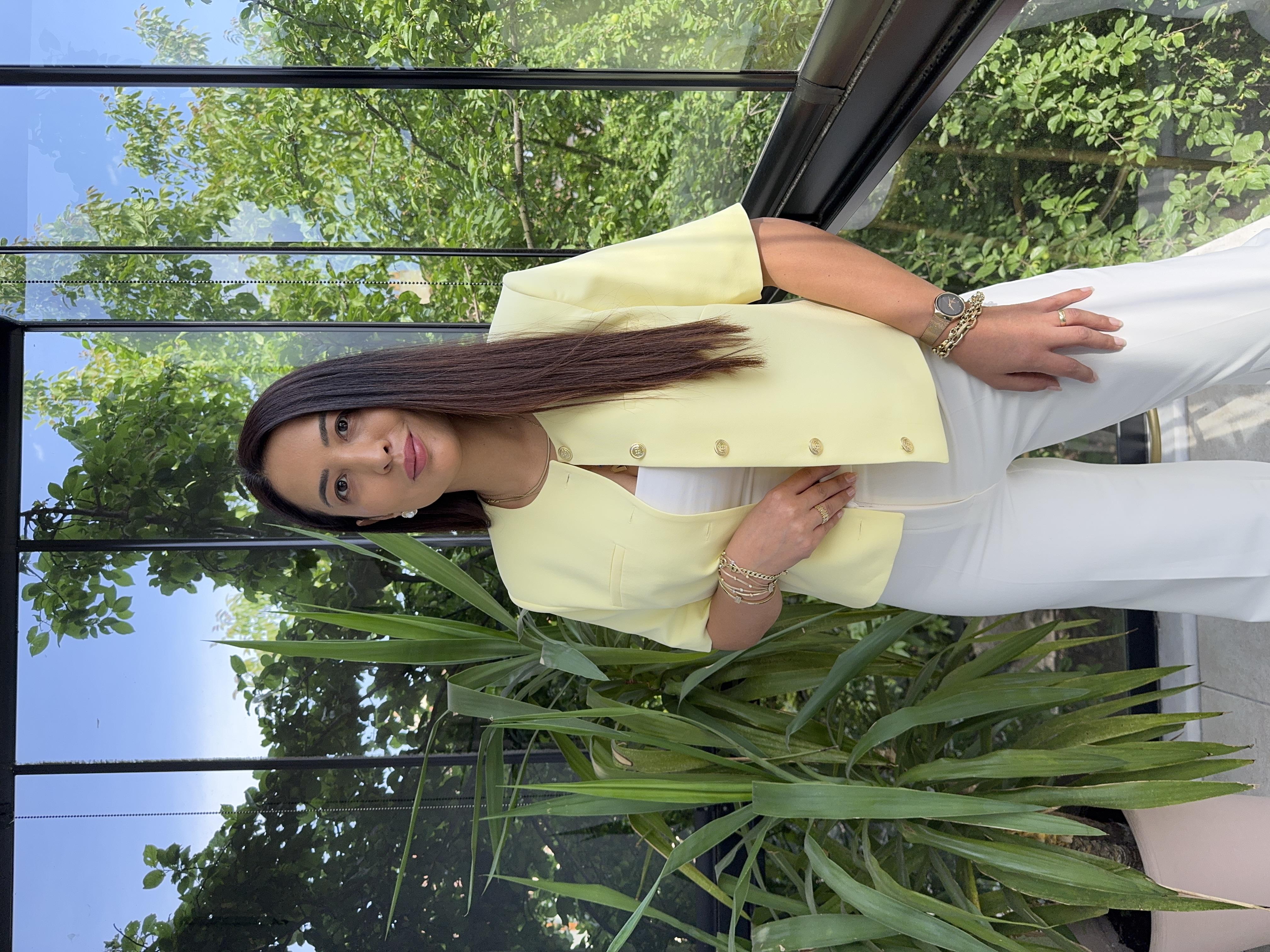 Kısa Kol Blazer Ceket Sarı