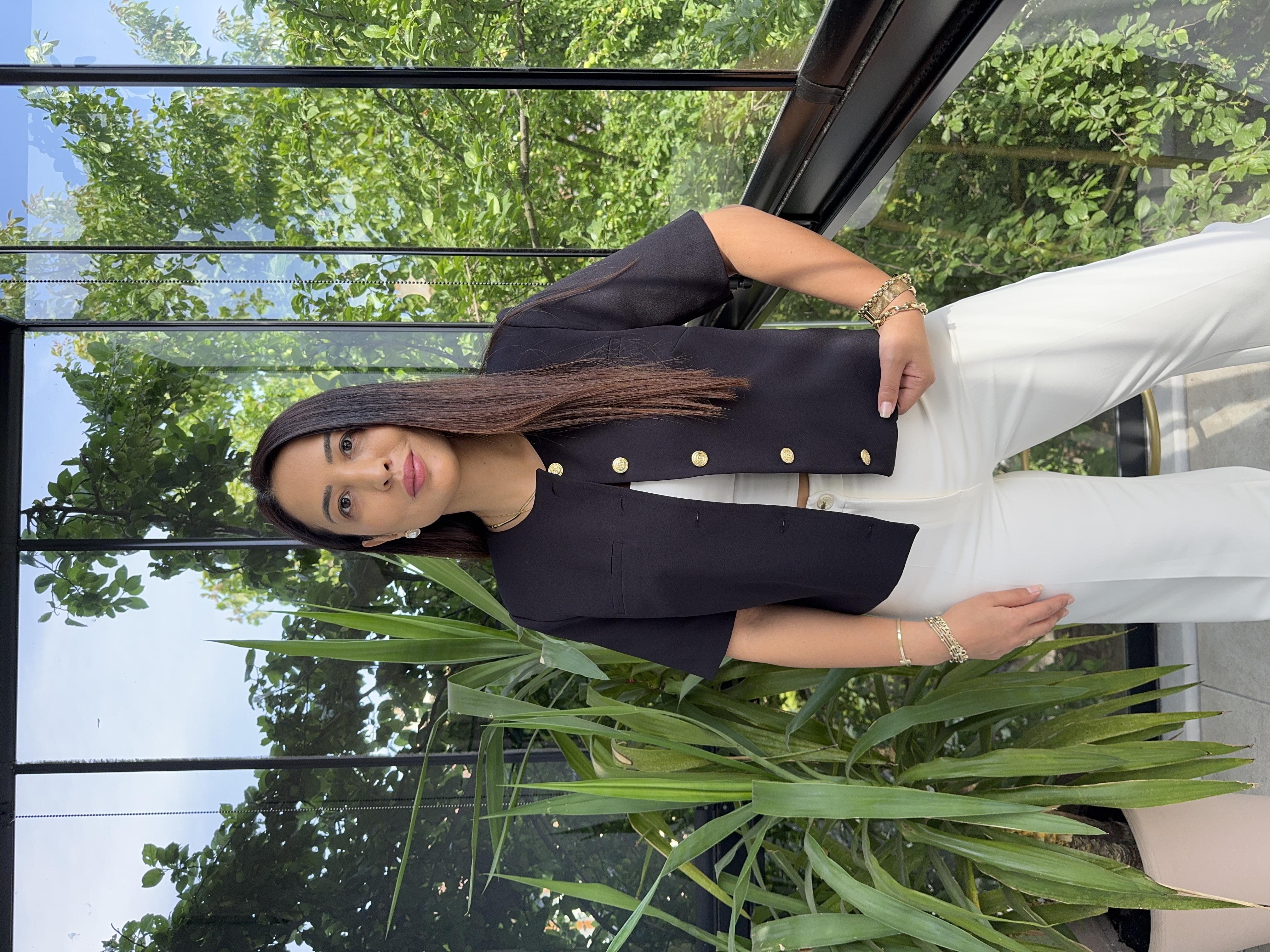 Kısa Kol Blazer Ceket Siyah