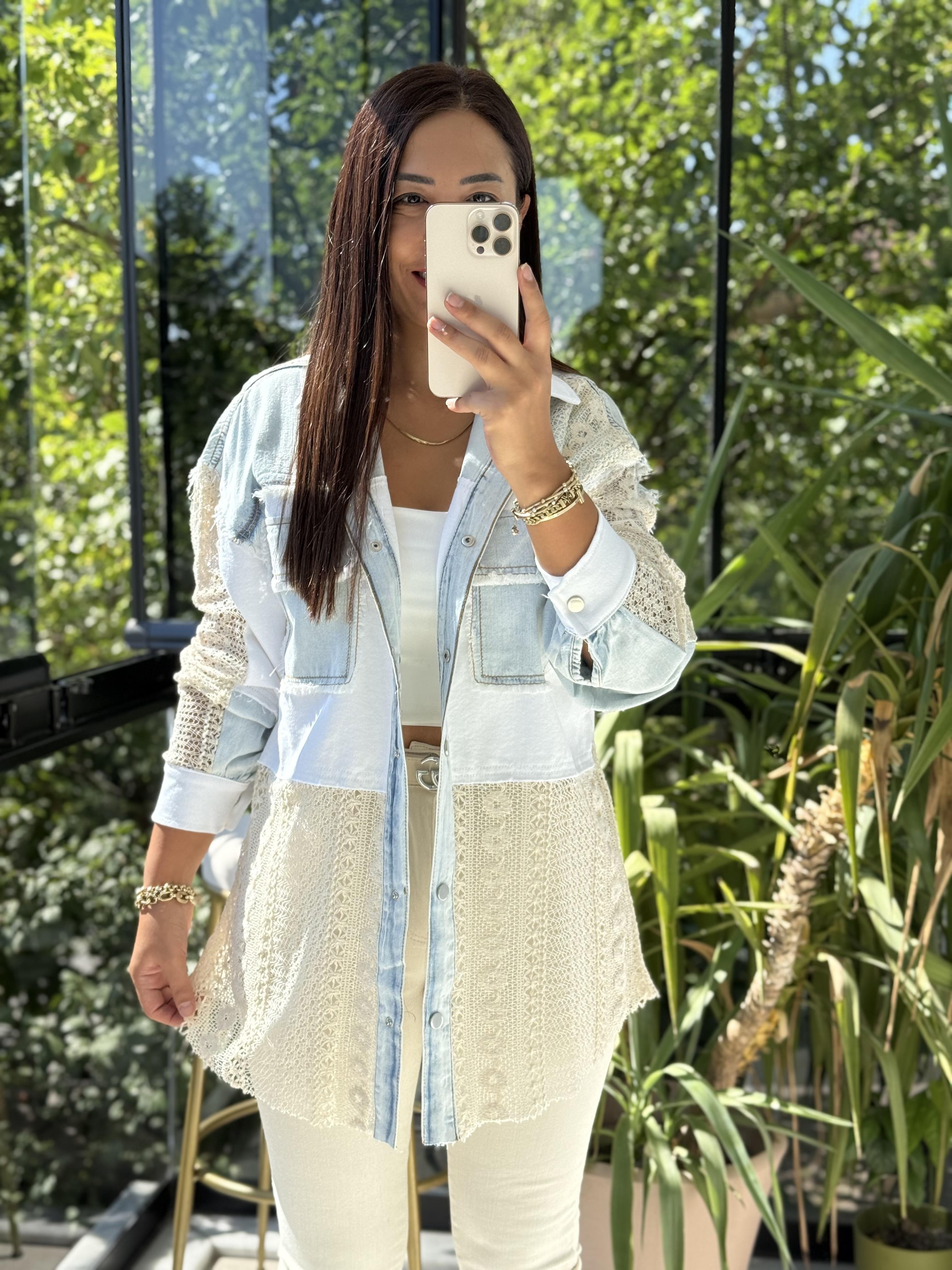 Lace Mix Ceket Beyaz