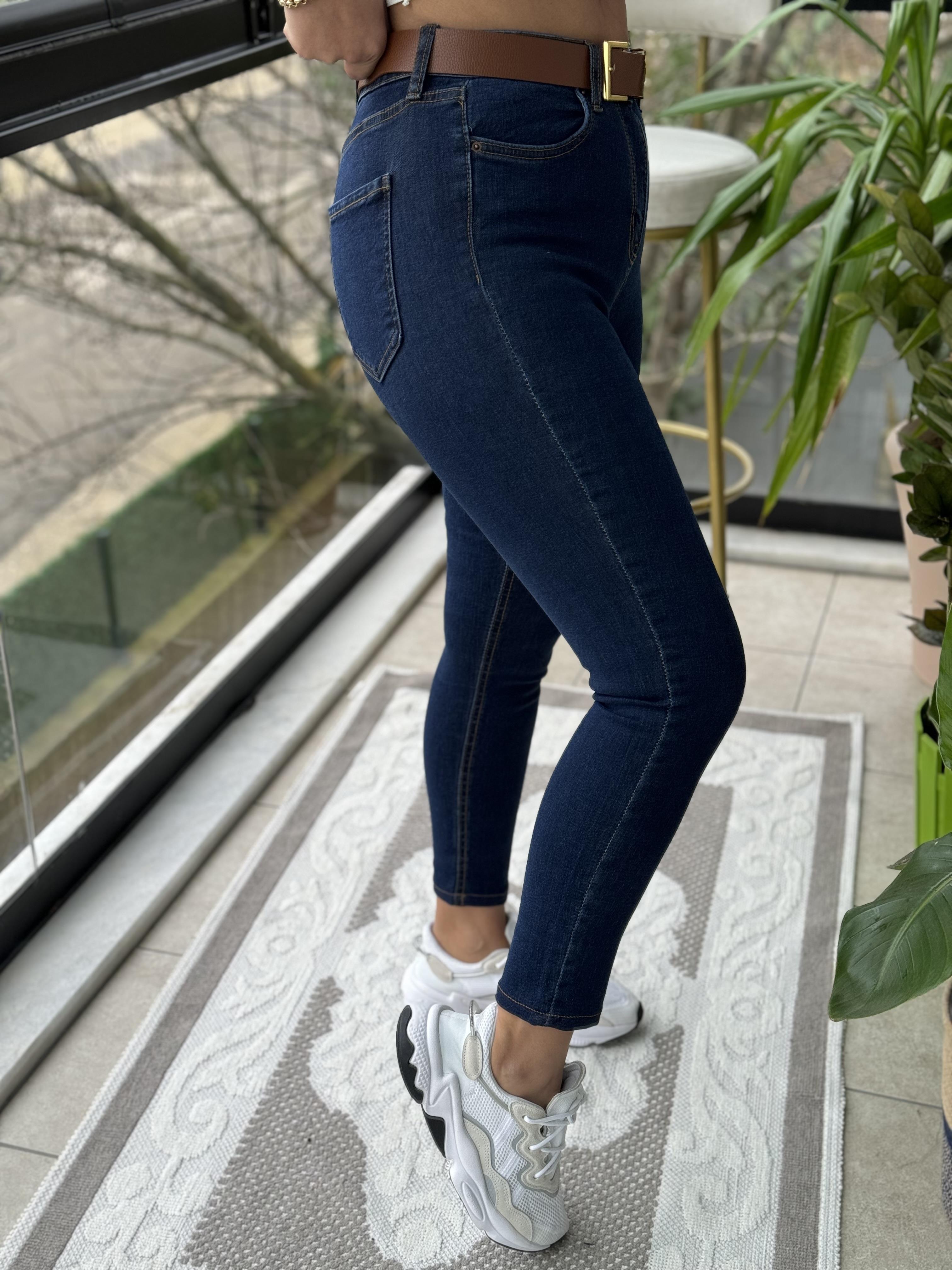 Lacivert Toparlayıcı Skinny Jean