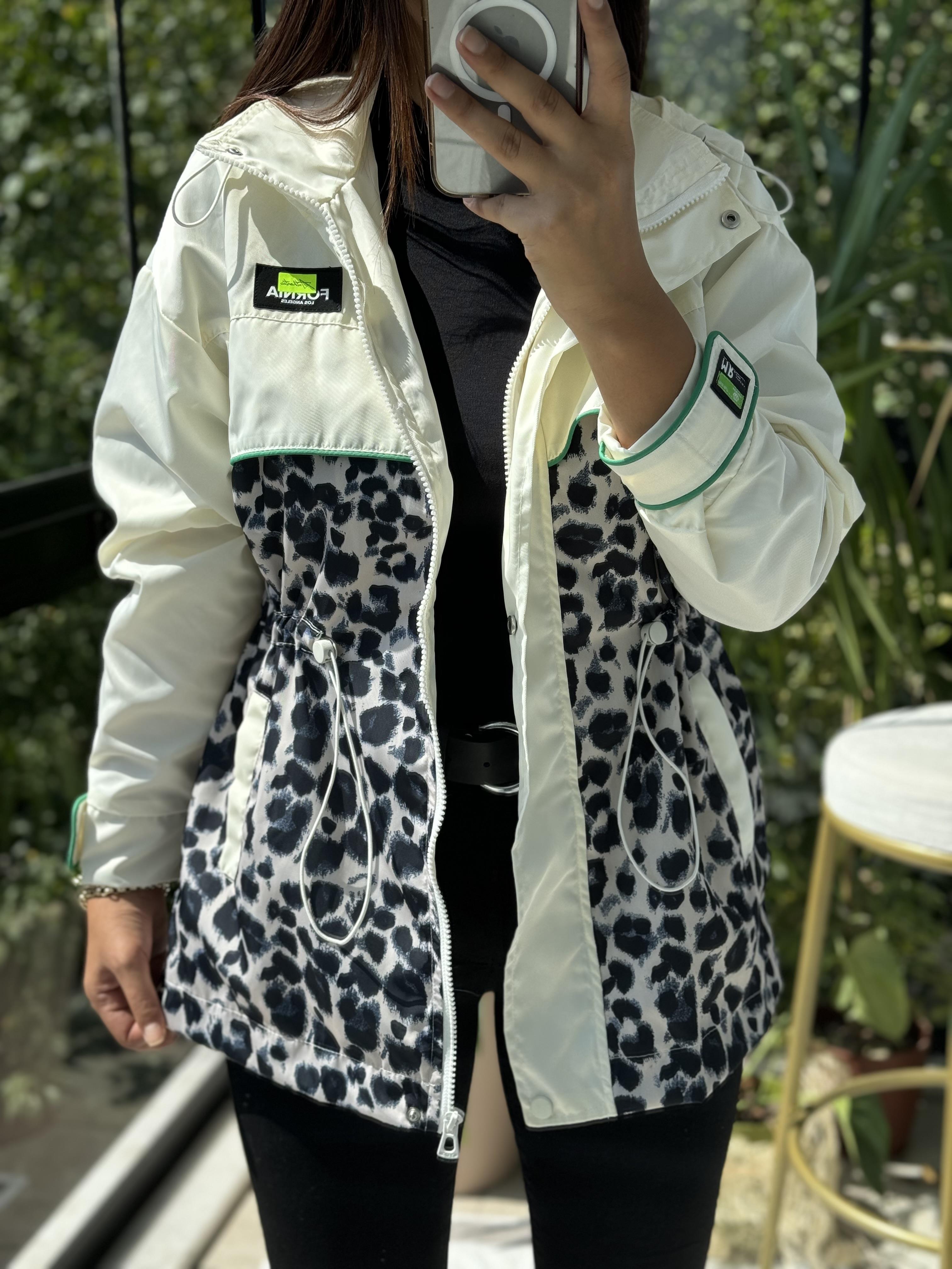 Leopar Yağmurluk Krem