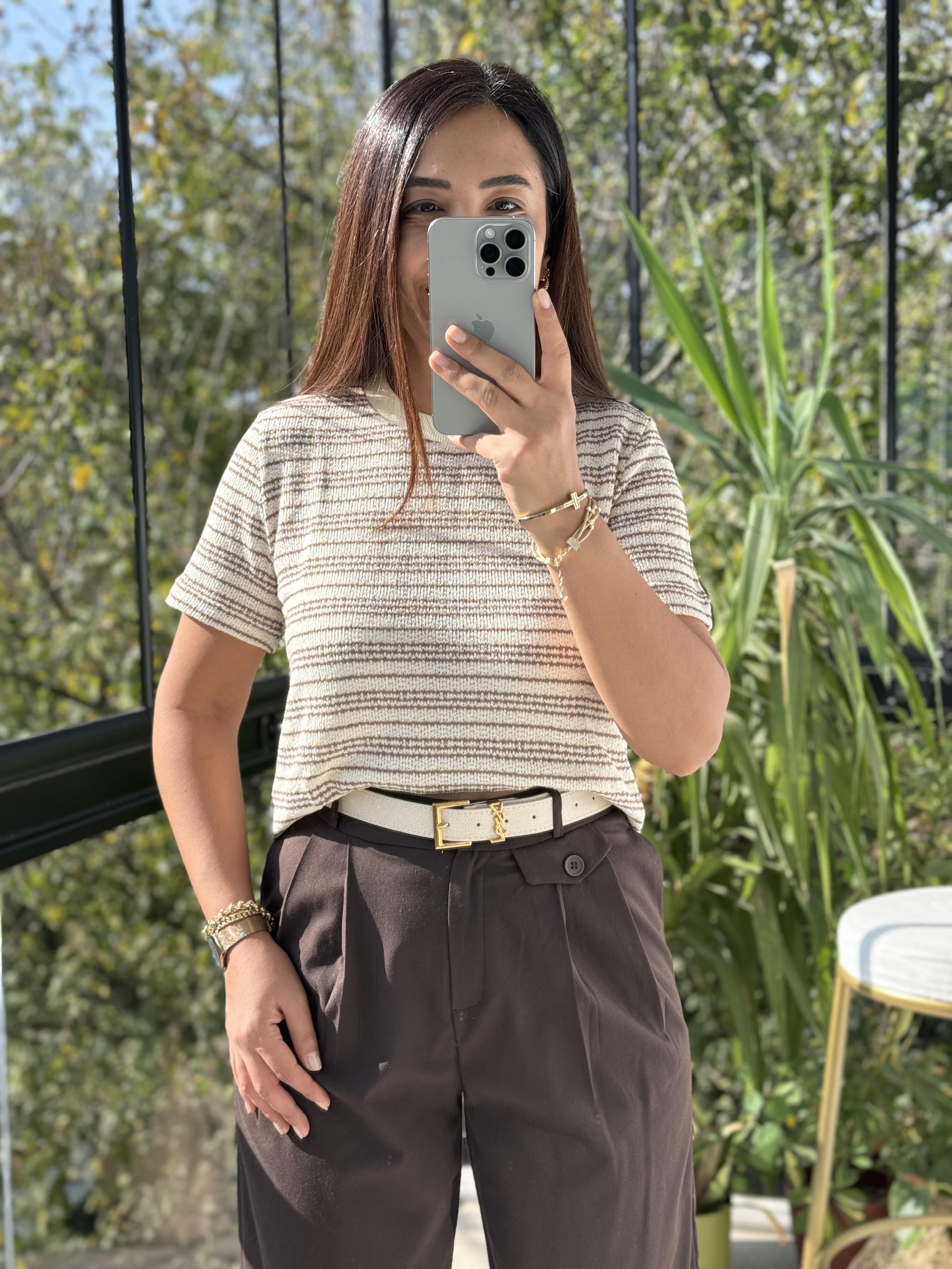 Massi Kısa Kol Triko Bej