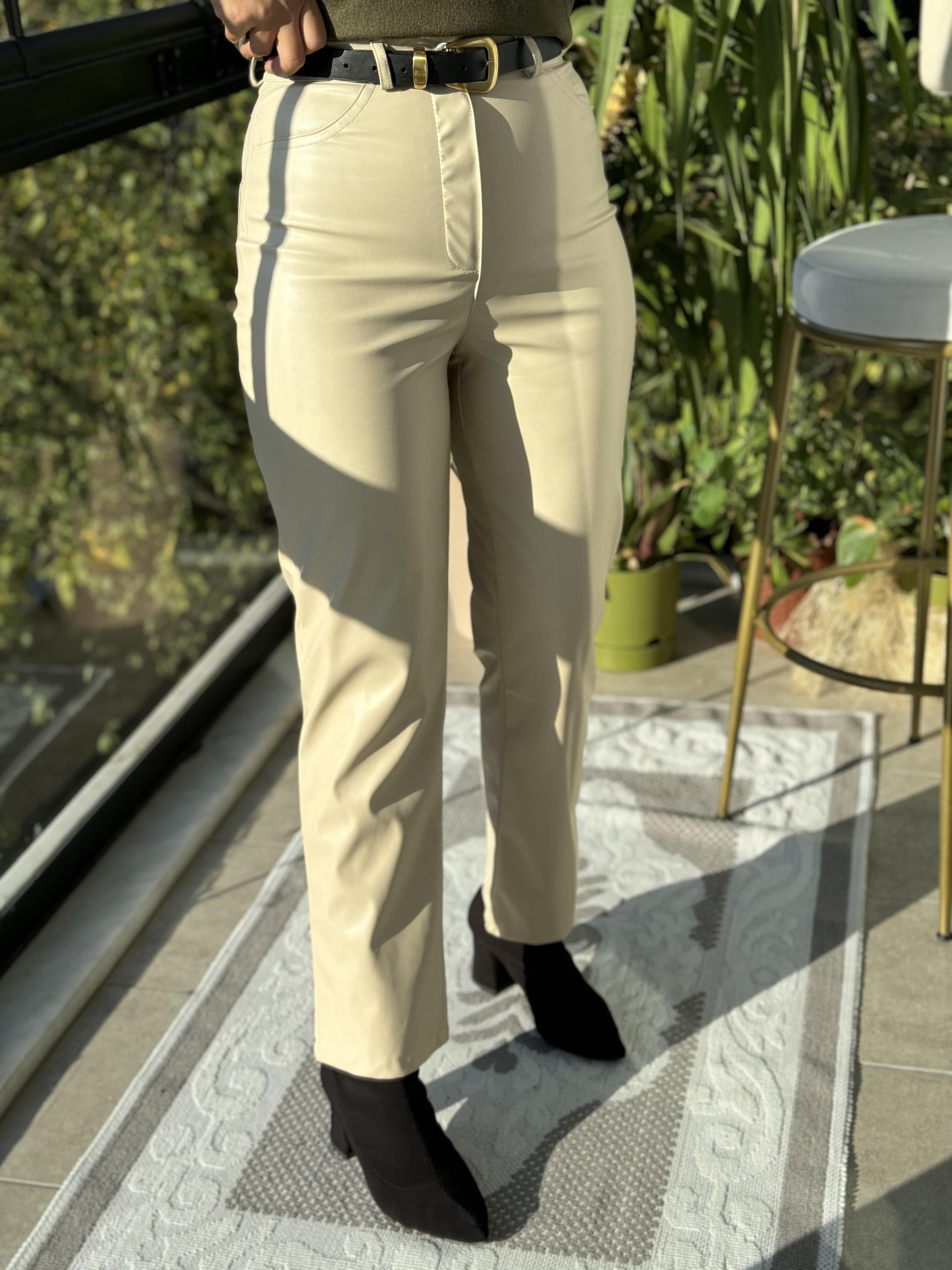 Mng Deri Pantolon Bej