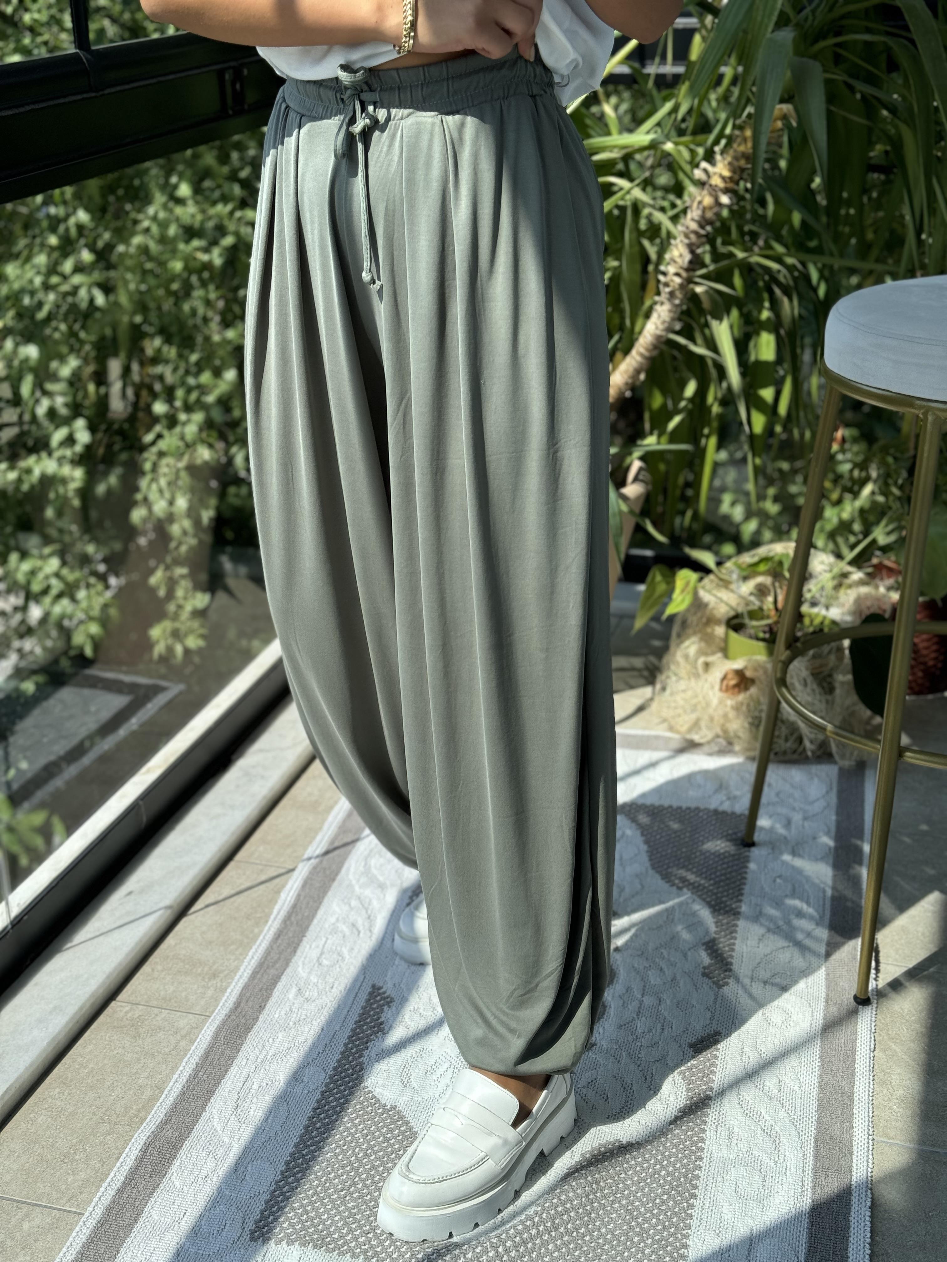 Modal Şalvar Pantolon Haki Yeşili