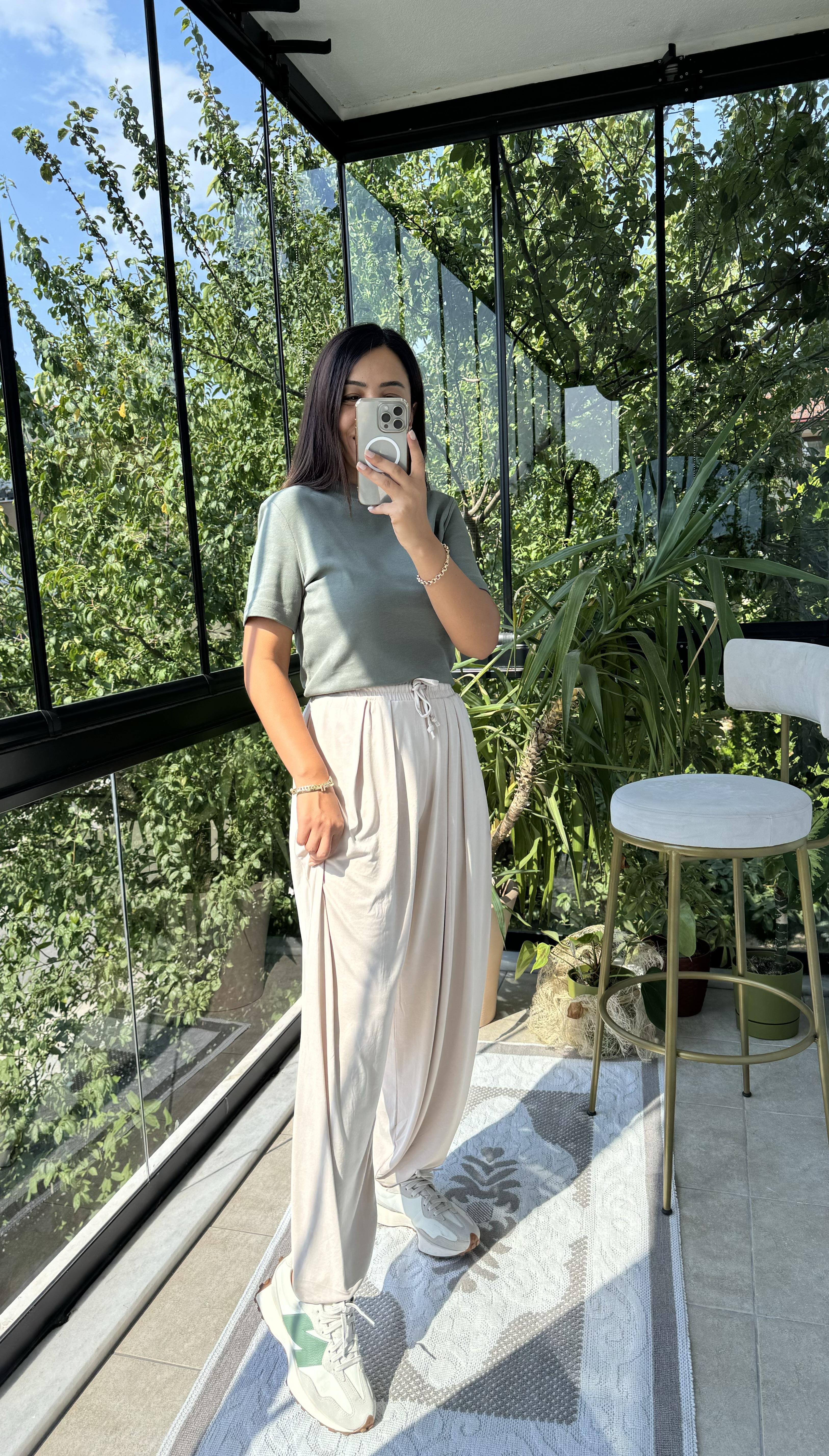 Modal Şalvar Pantolon Taş