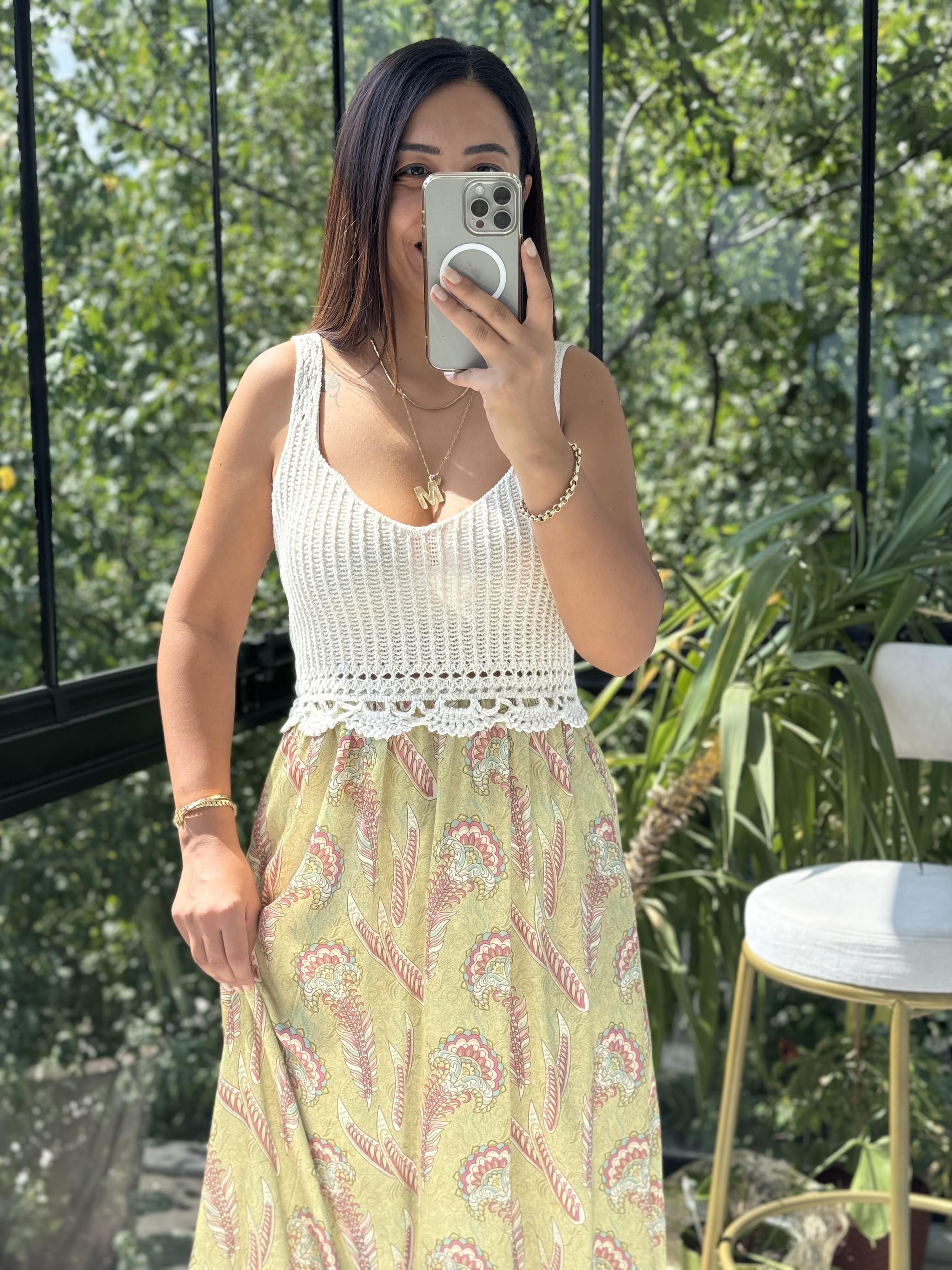 Örme Askılı Elbise Fıstık Yeşili