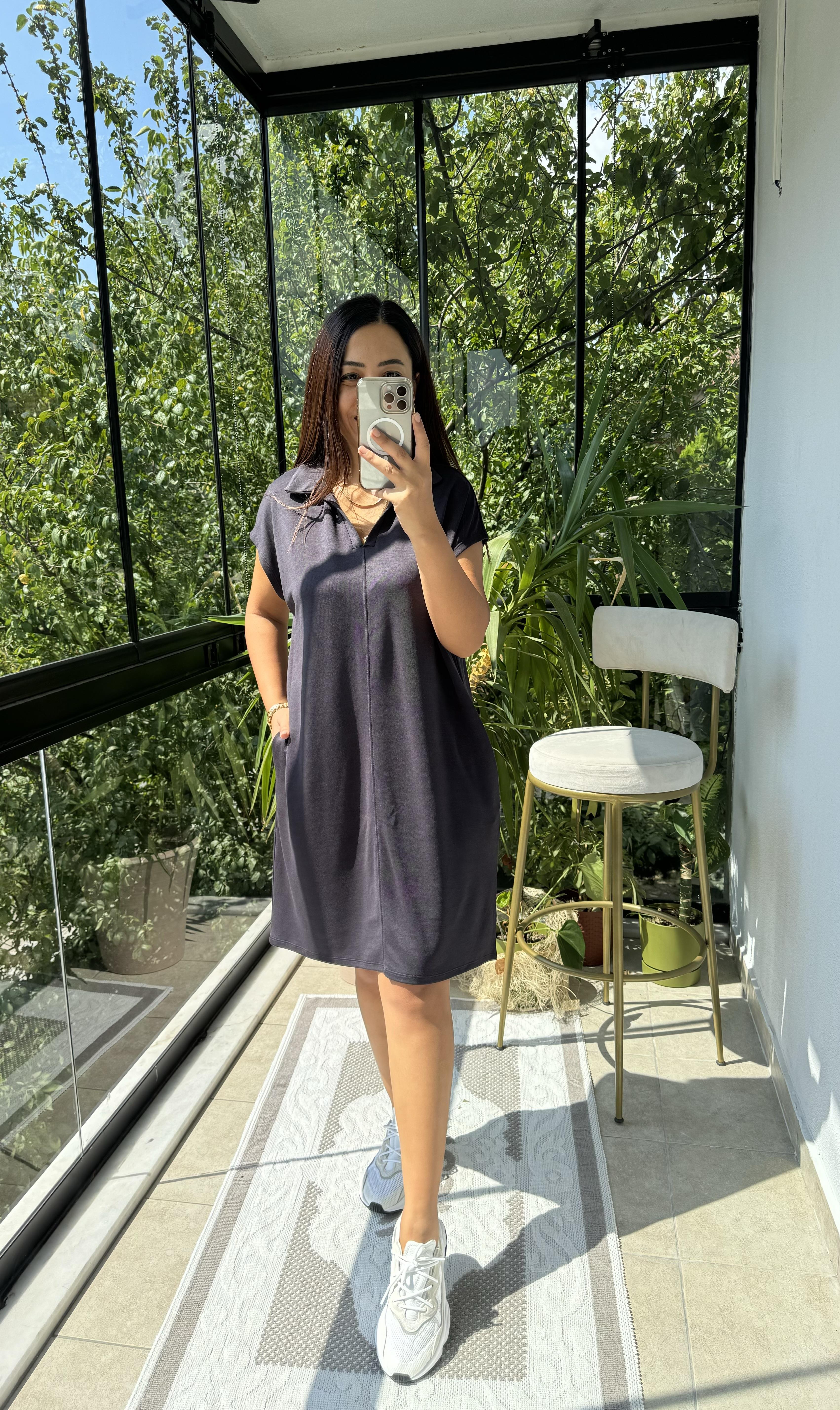 Oversize Elbise Füme 