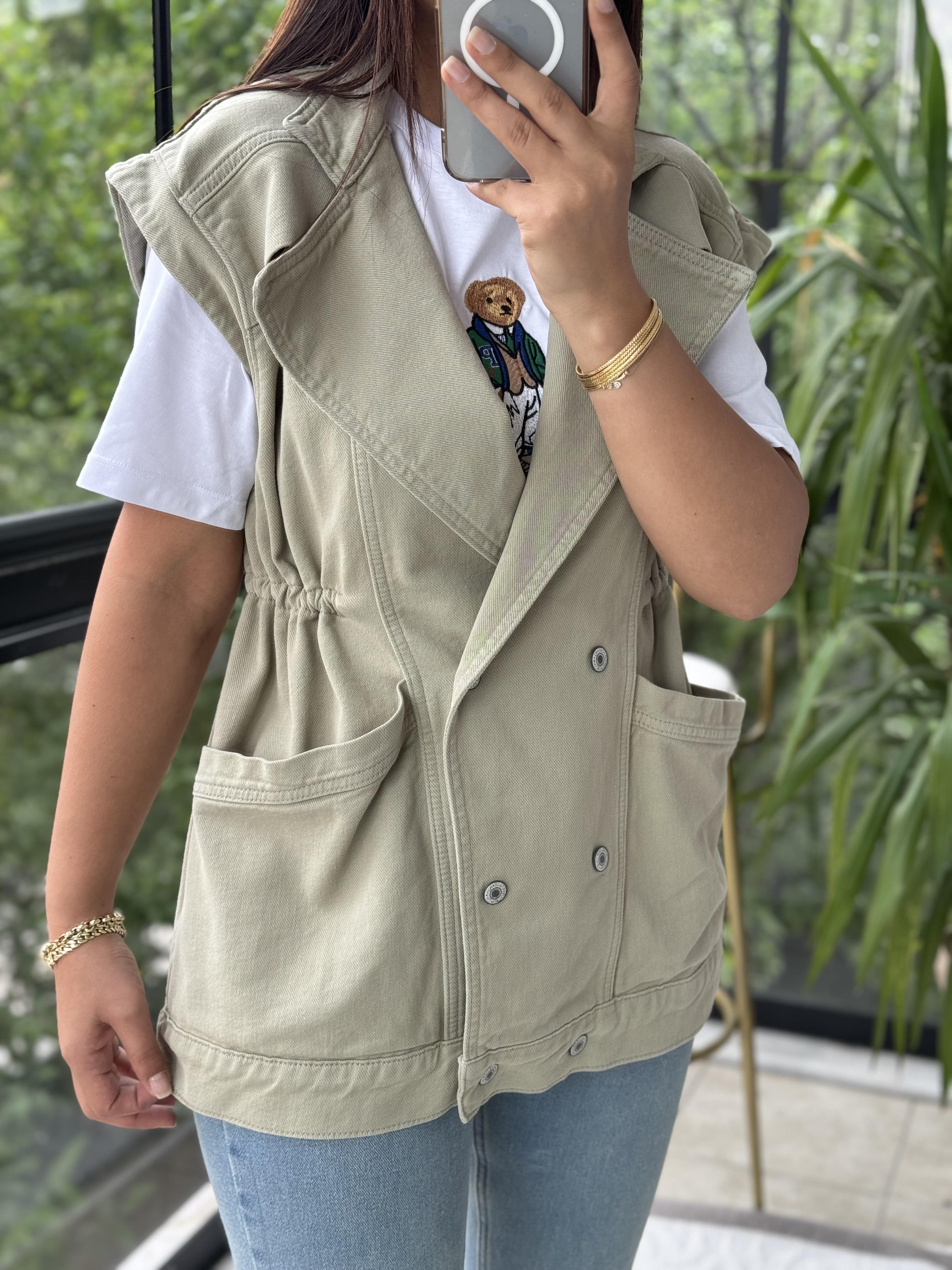 Oversize Yelek Haki Yeşili