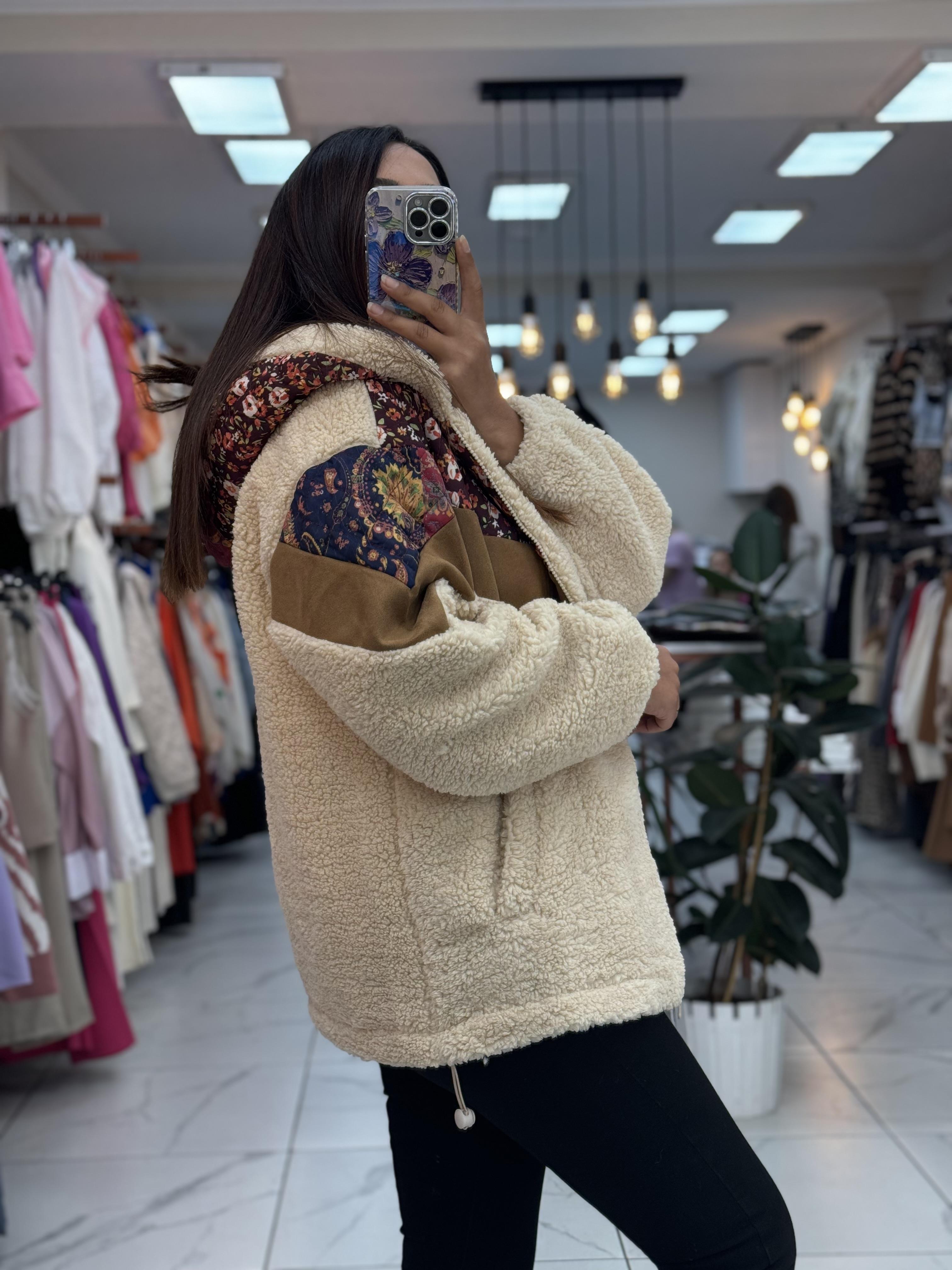 Pelüş Etnik Desen Mont 