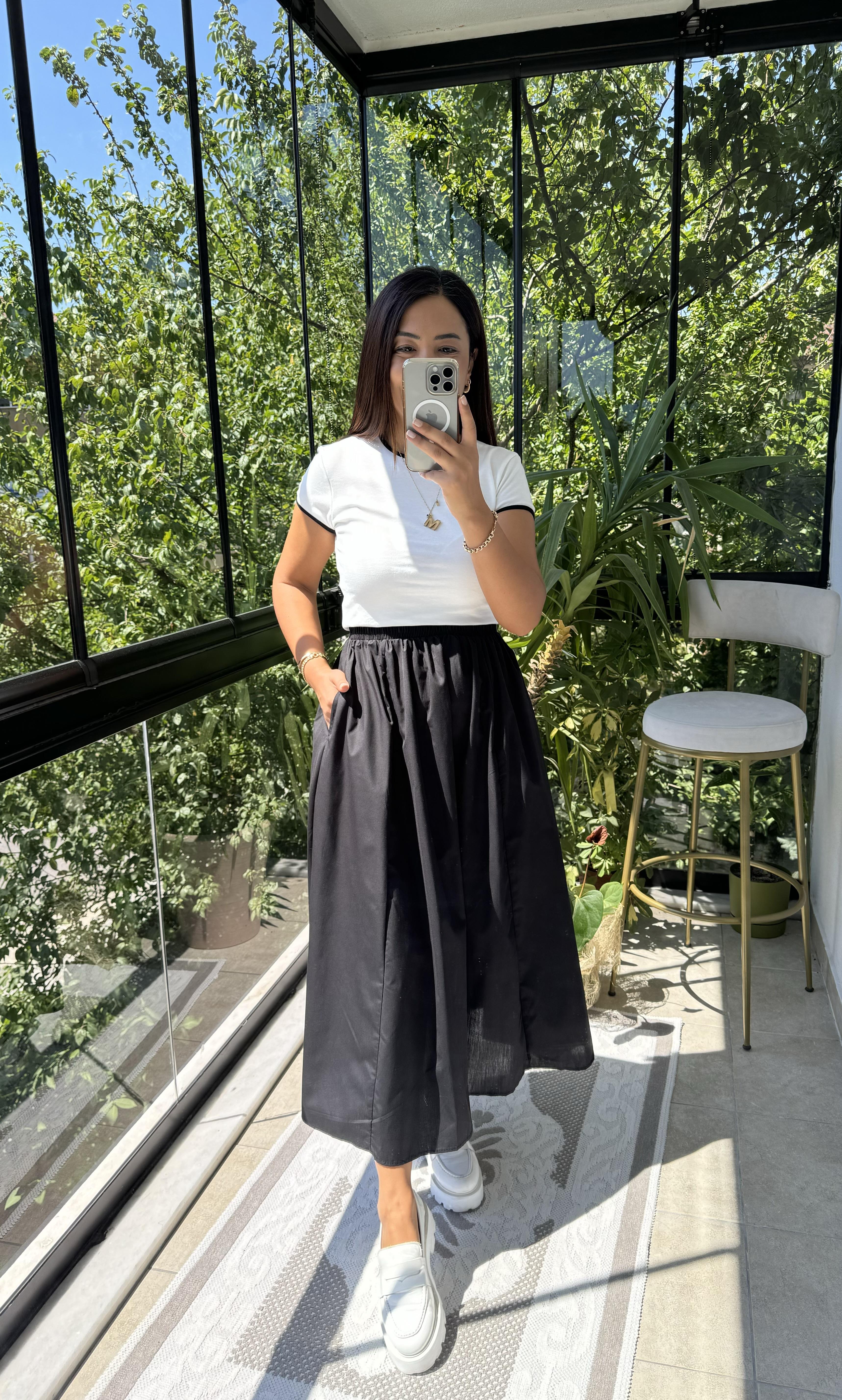 Poplin Etek Siyah