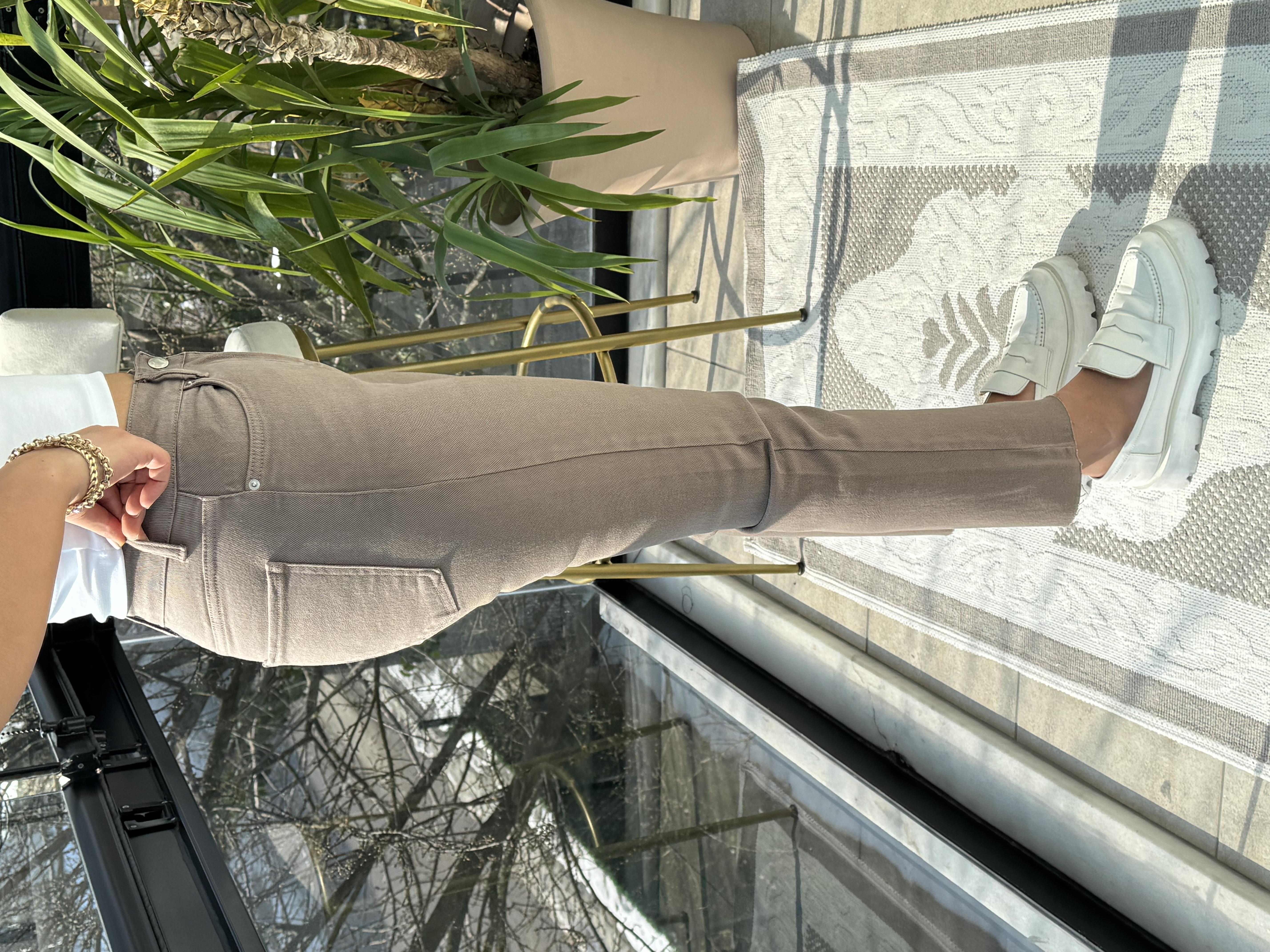 Premium Kalite Kesik Paça Jean Vizon (Toprak)