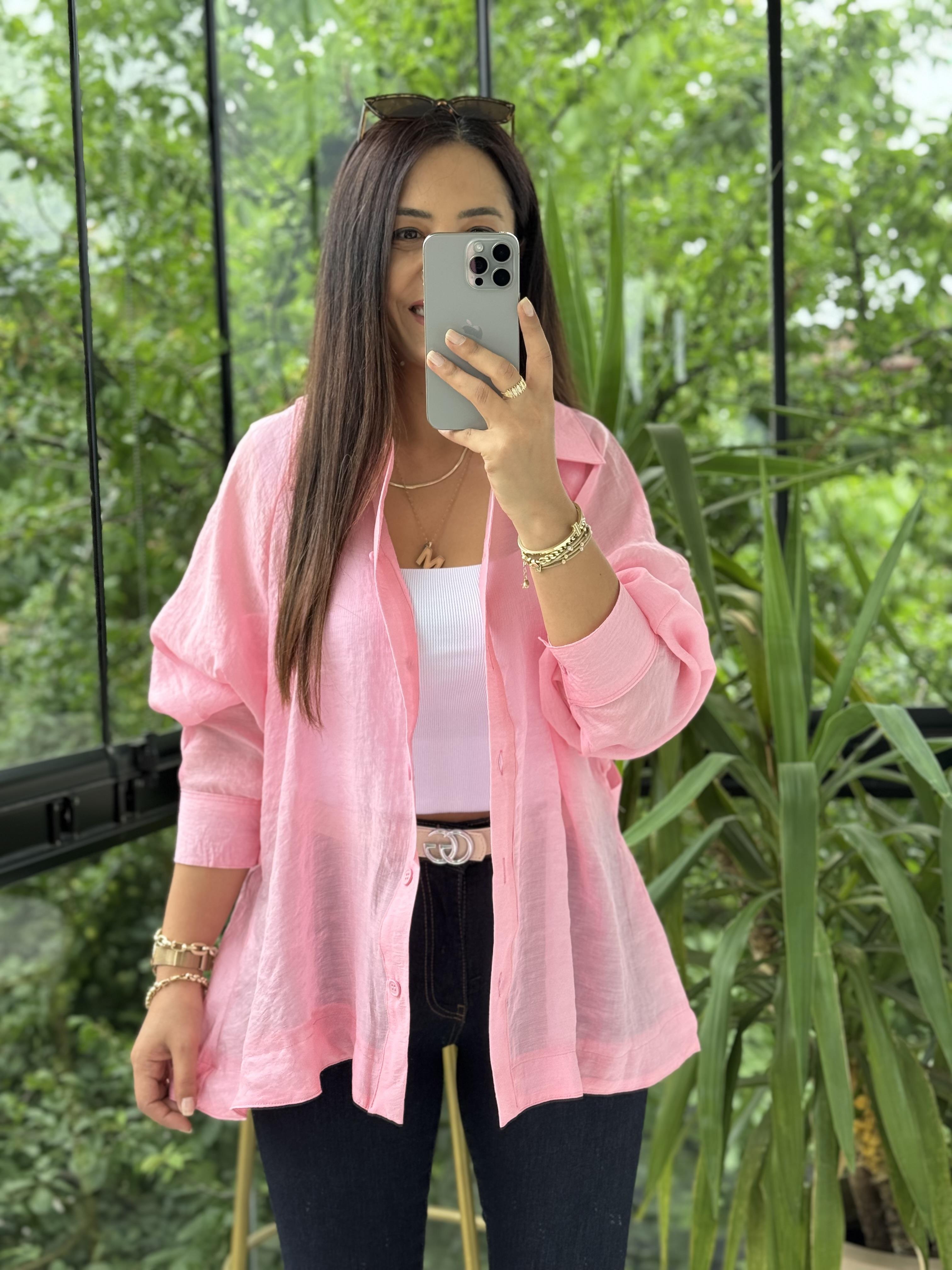 Reğlan Kol Salaş Gömlek Pembe