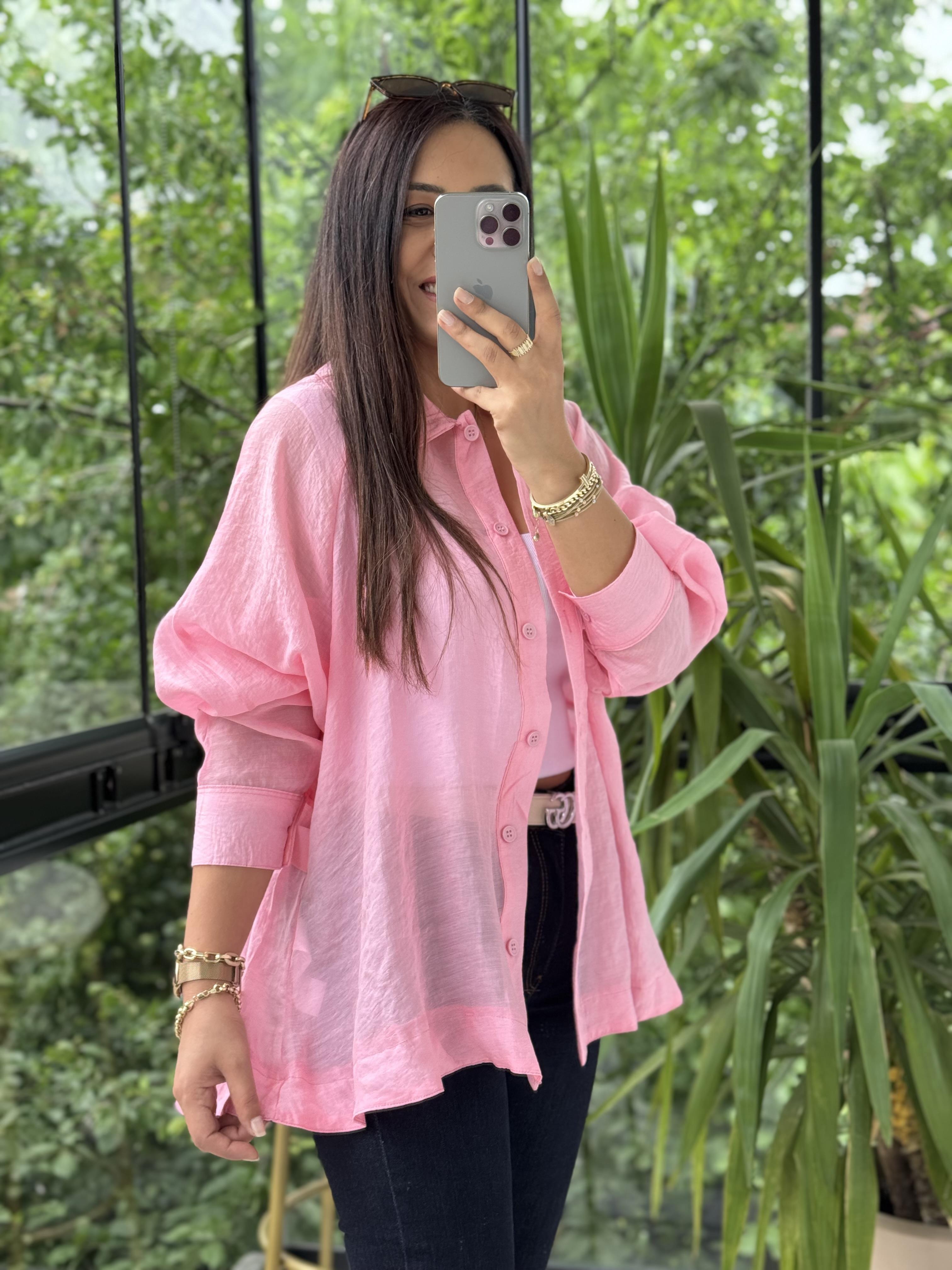 Reğlan Kol Salaş Gömlek Pembe