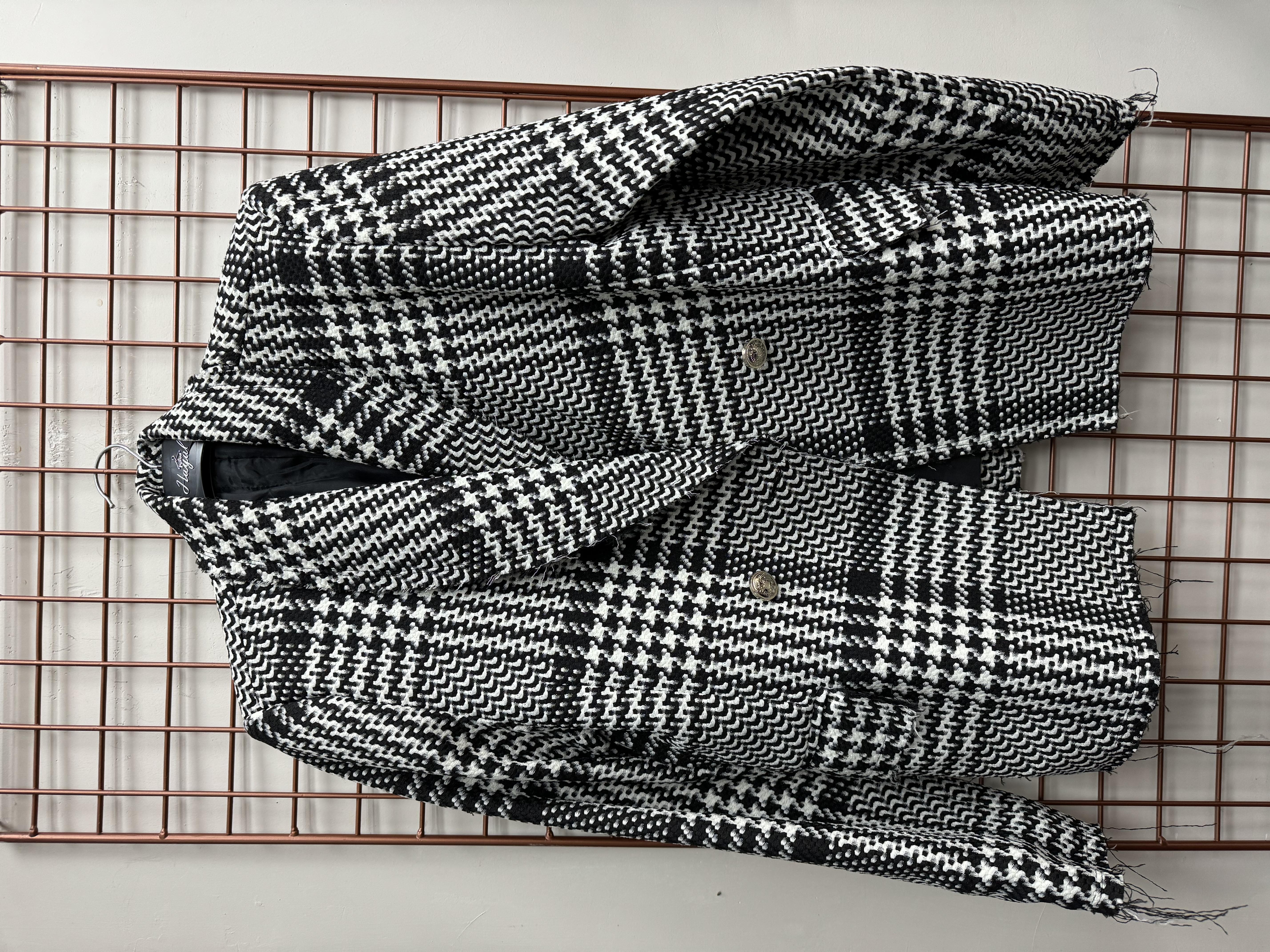 Saçaklı Tüvit Blazer Ceket Siyah