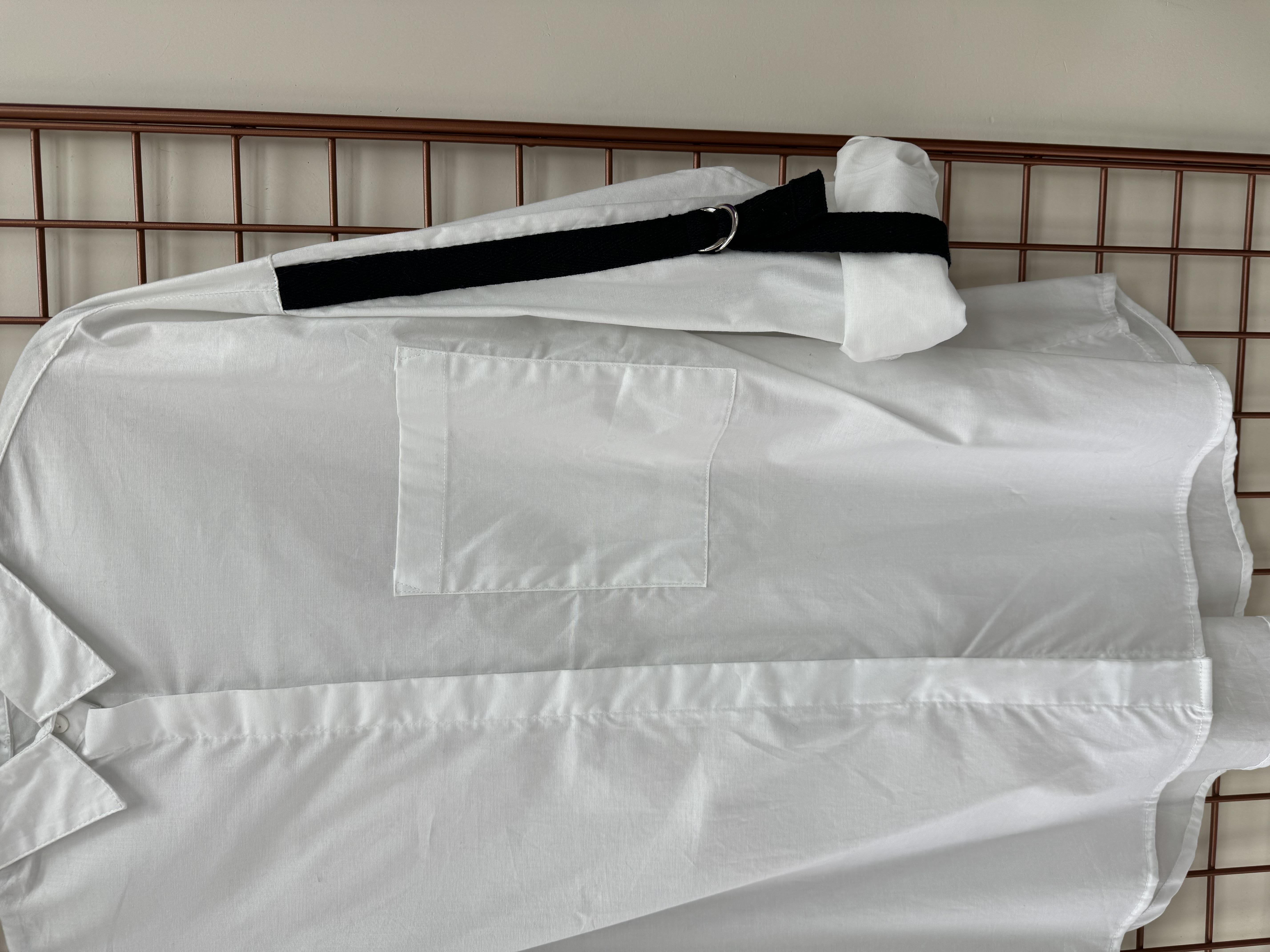 Şeritli Poplin Gömlek Beyaz