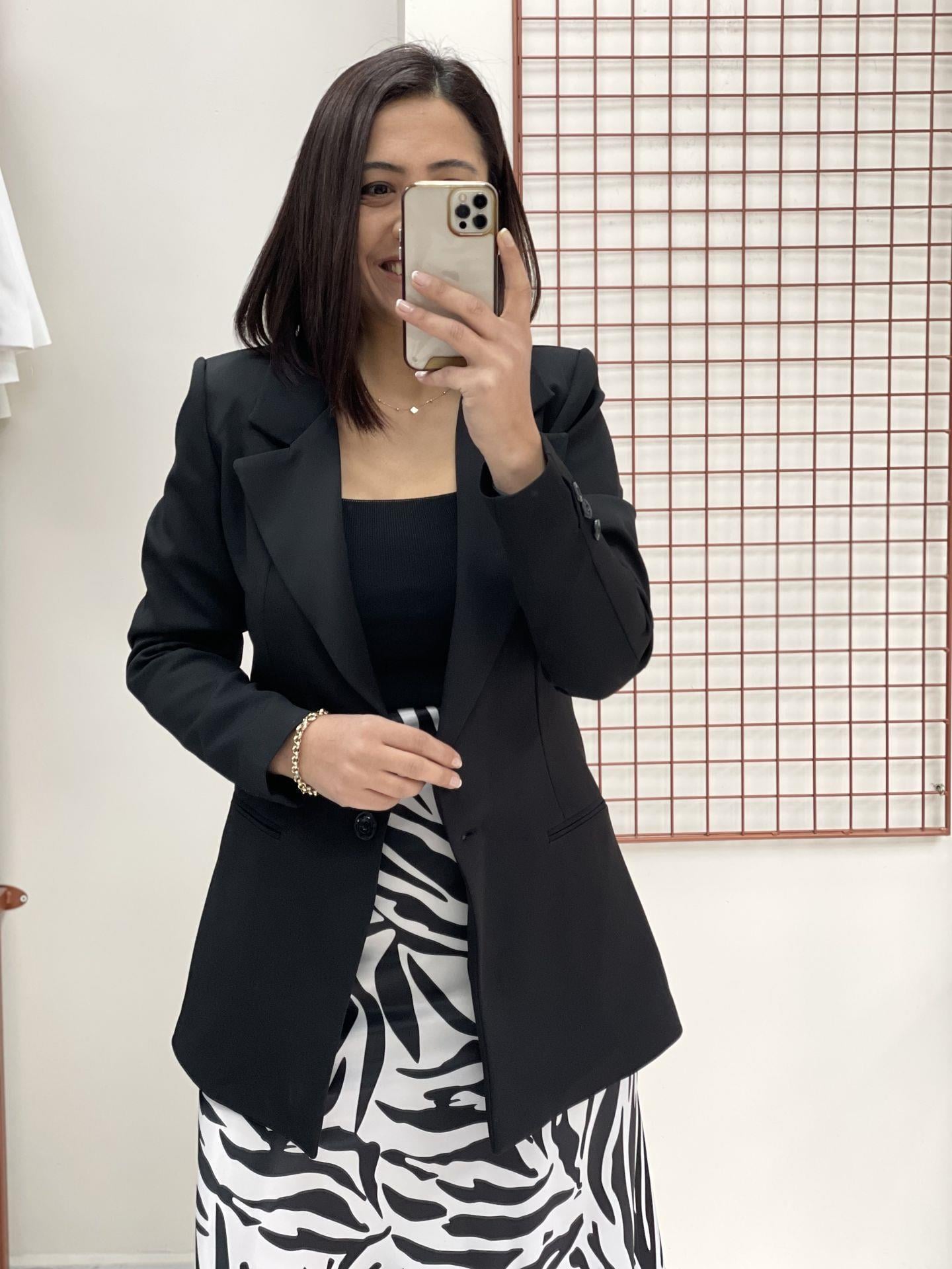 Siyah Tek Düğme Slimfit Blazer Ceket