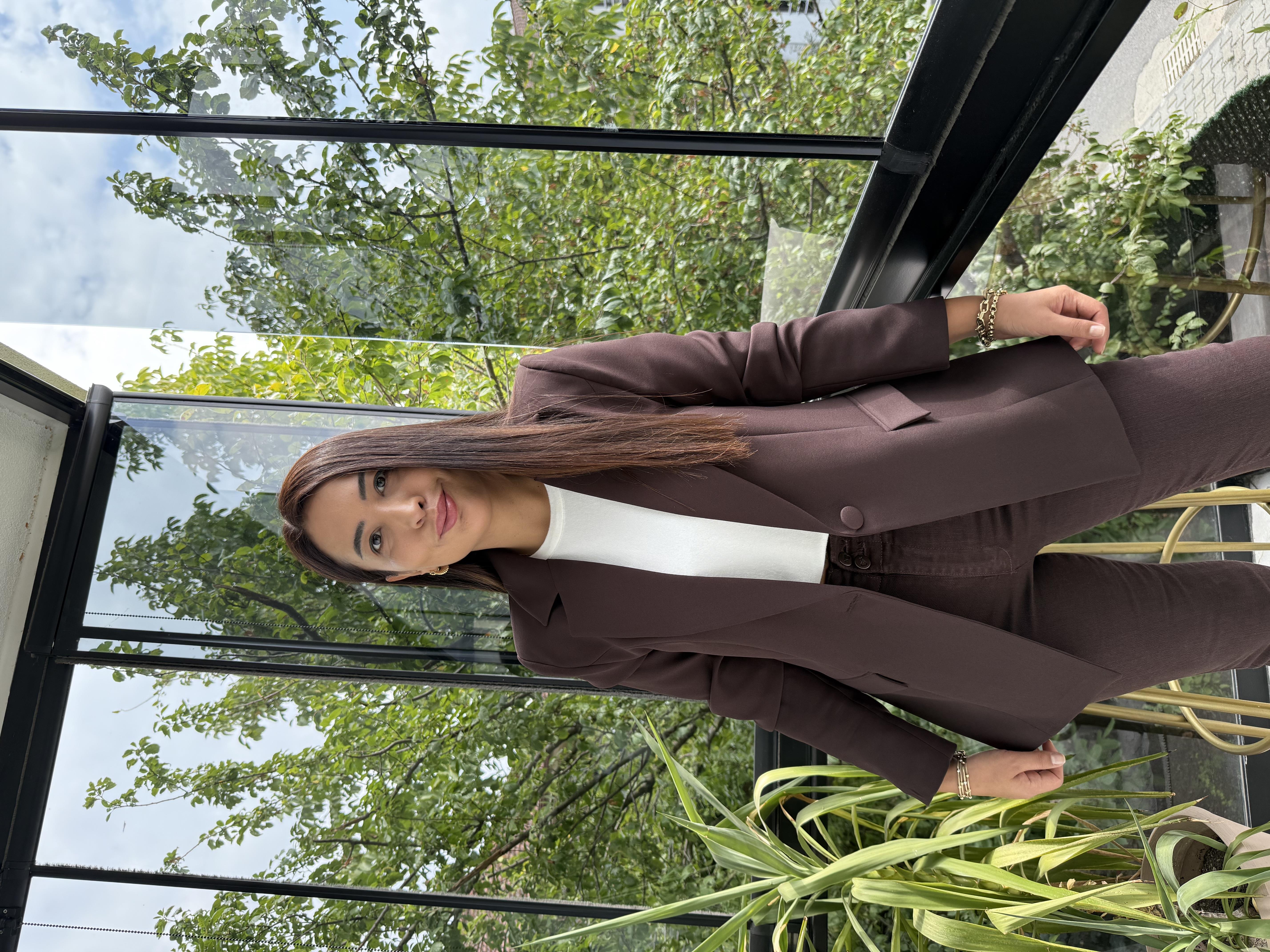 Tek Düğme Blazer Ceket Kahve