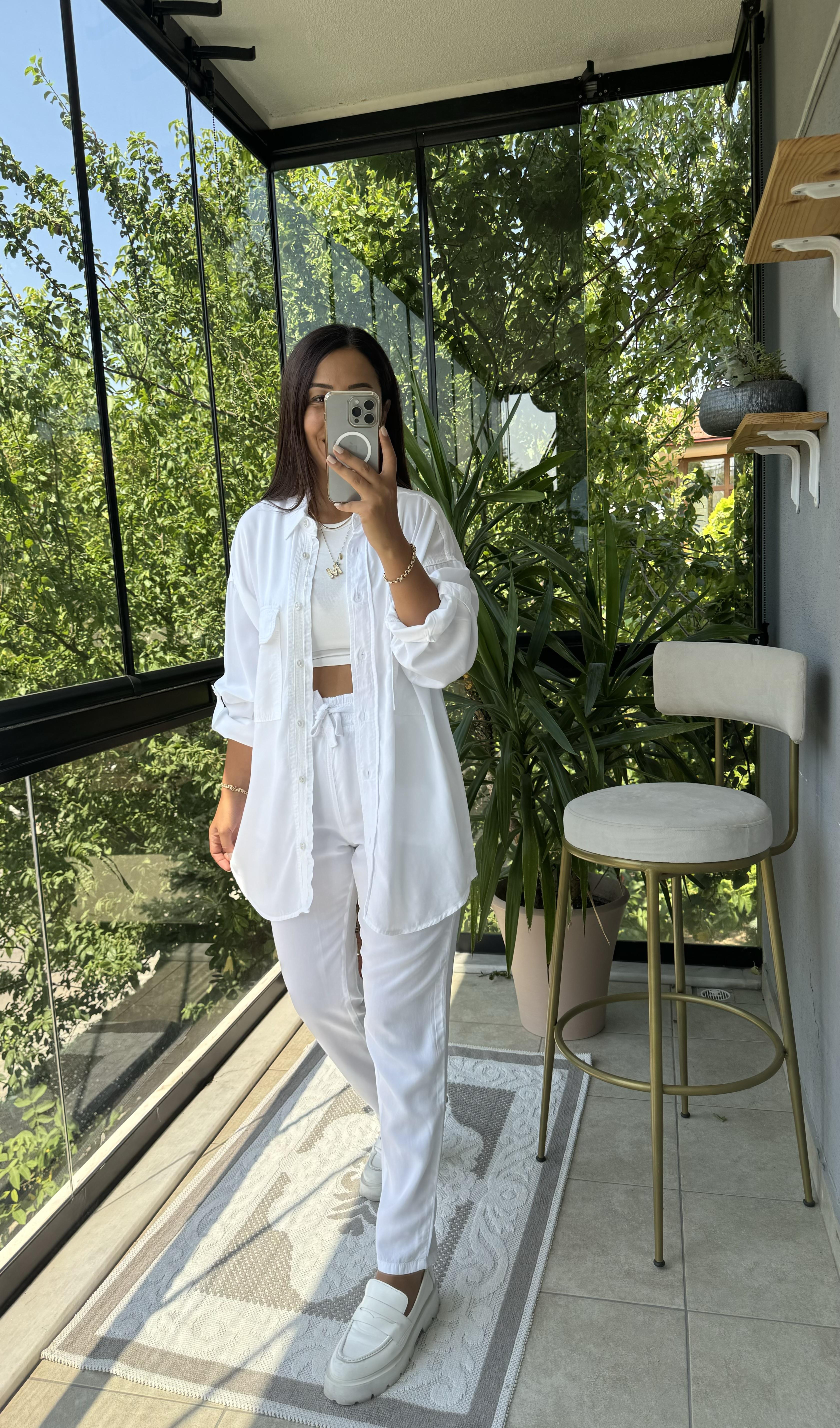 Tensel Kumaş Takım Beyaz