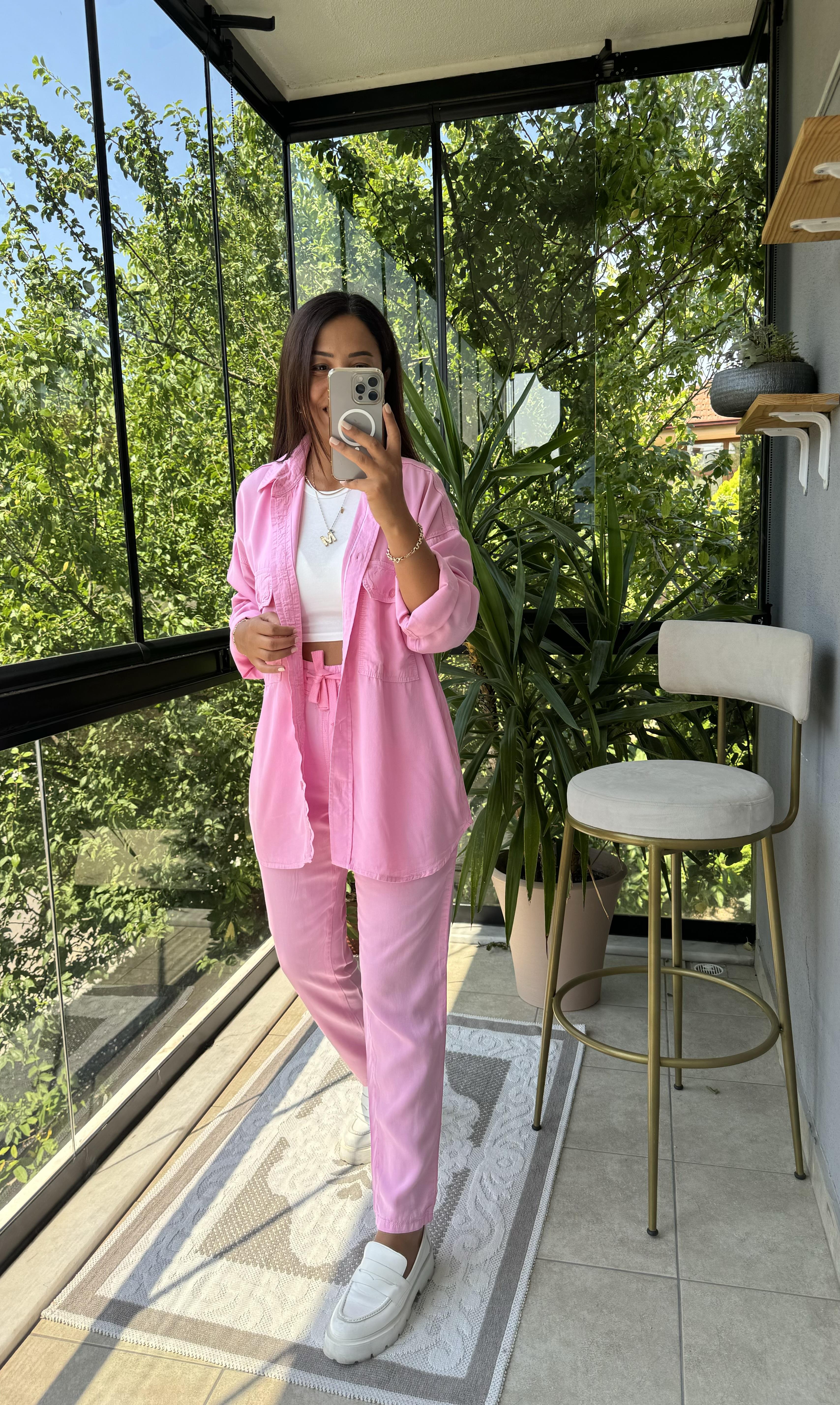 Tensel Kumaş Takım Pembe