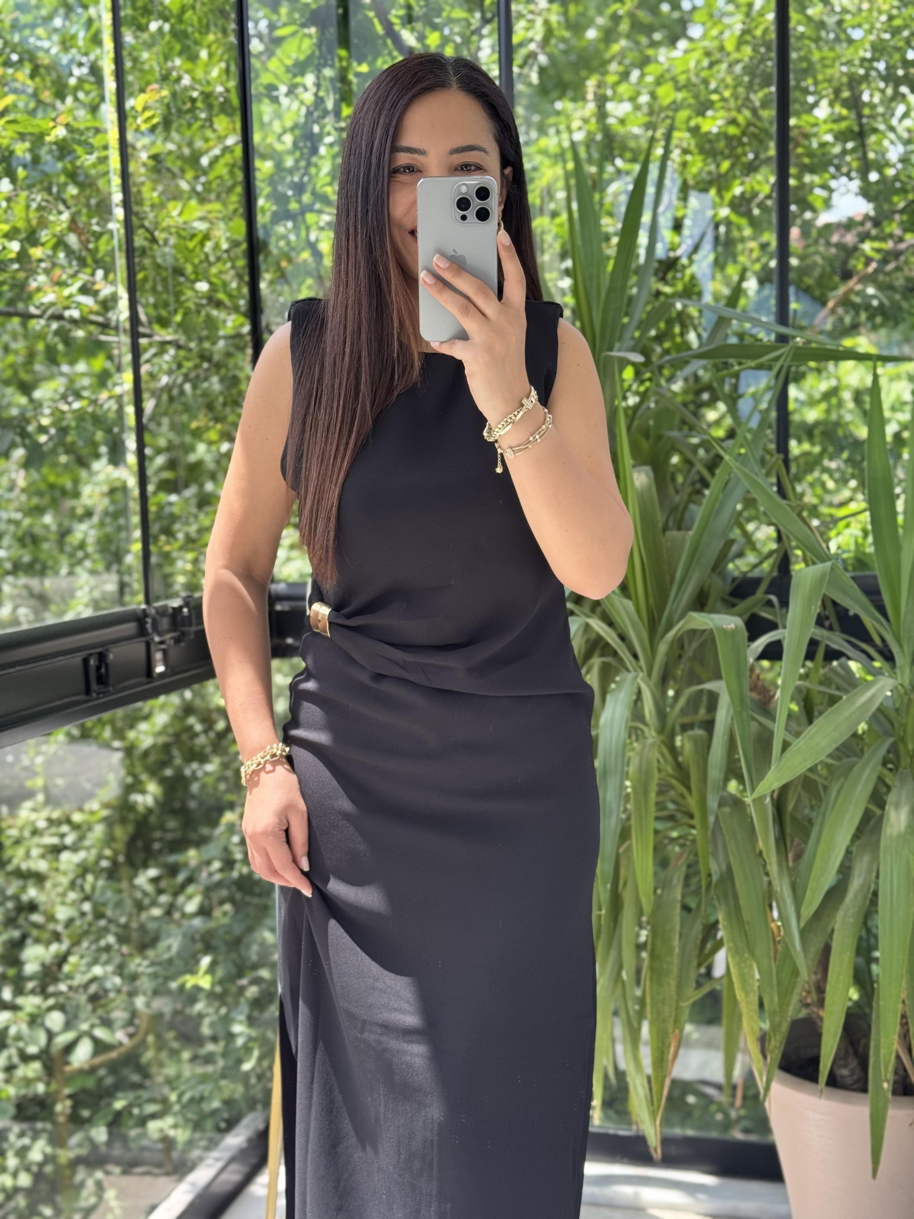 Tokalı Elbise Siyah