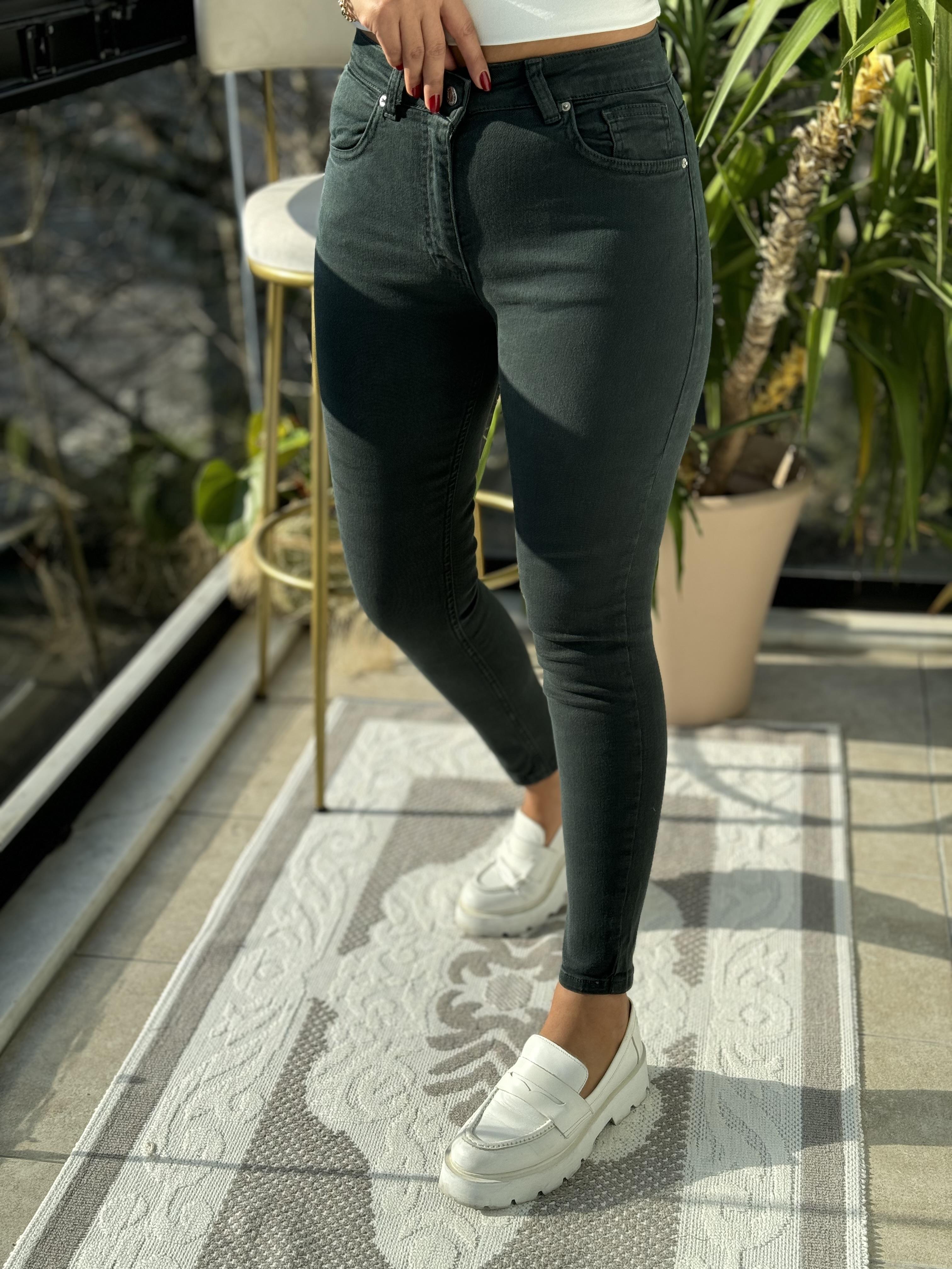 Toparlayıcı Skinny Jean Petrol Yeşili