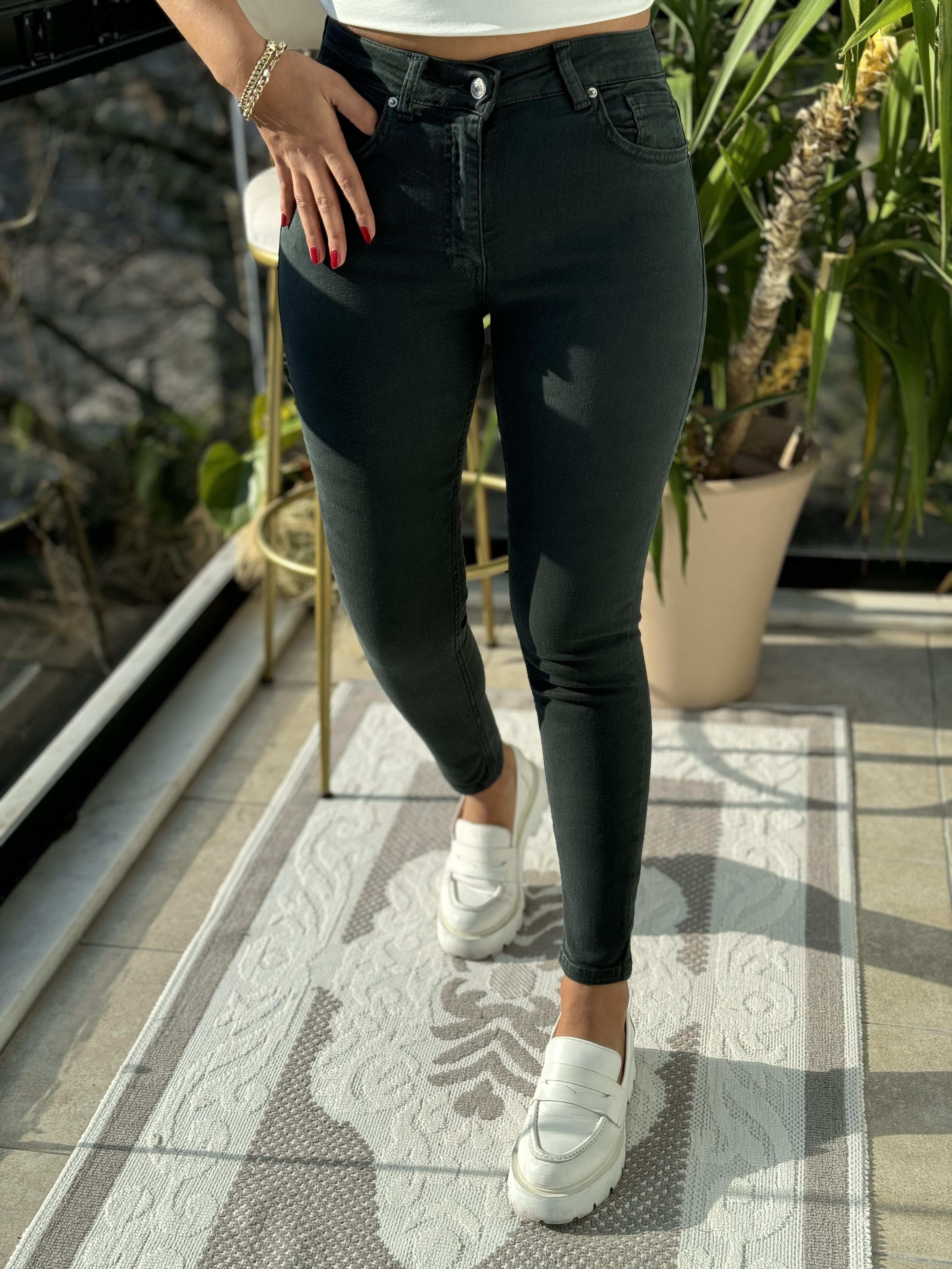 Toparlayıcı Skinny Jean Petrol Yeşili