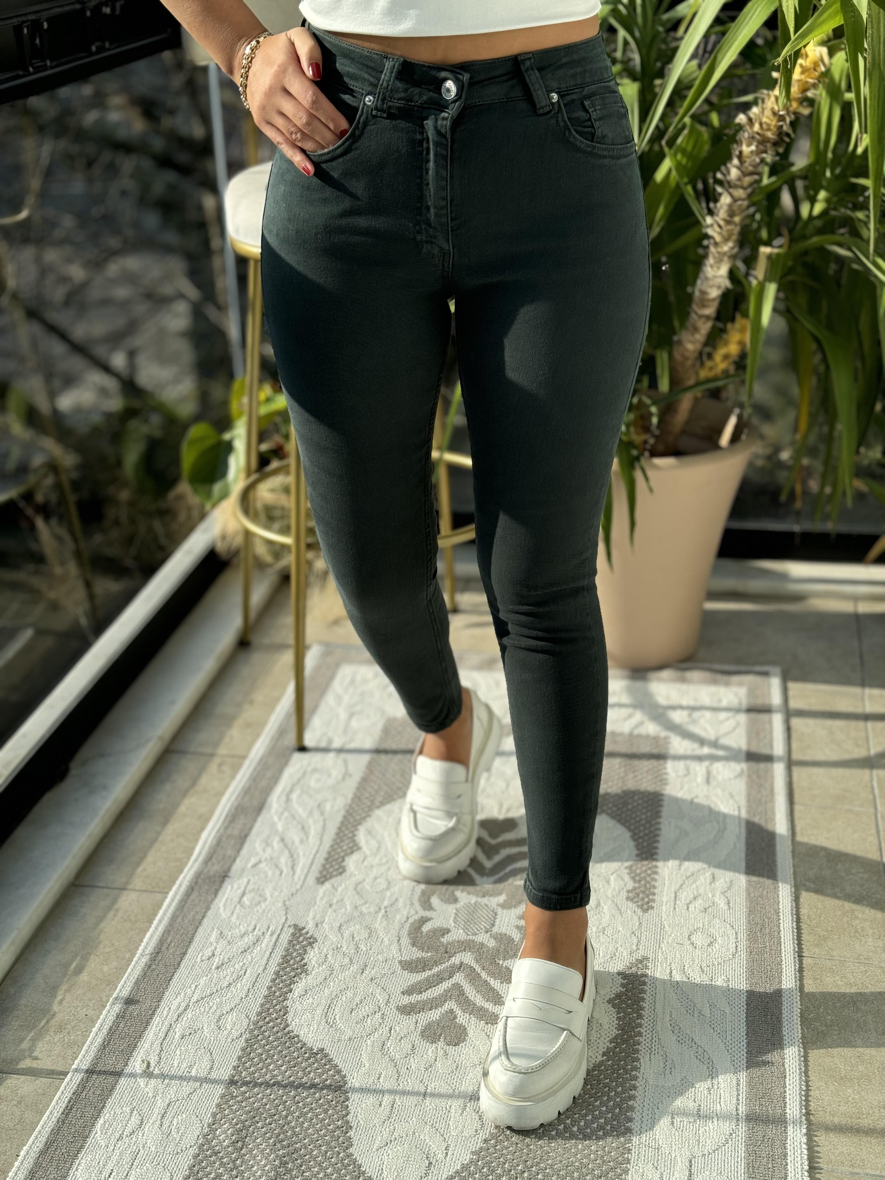 Toparlayıcı Skinny Jean Petrol Yeşili