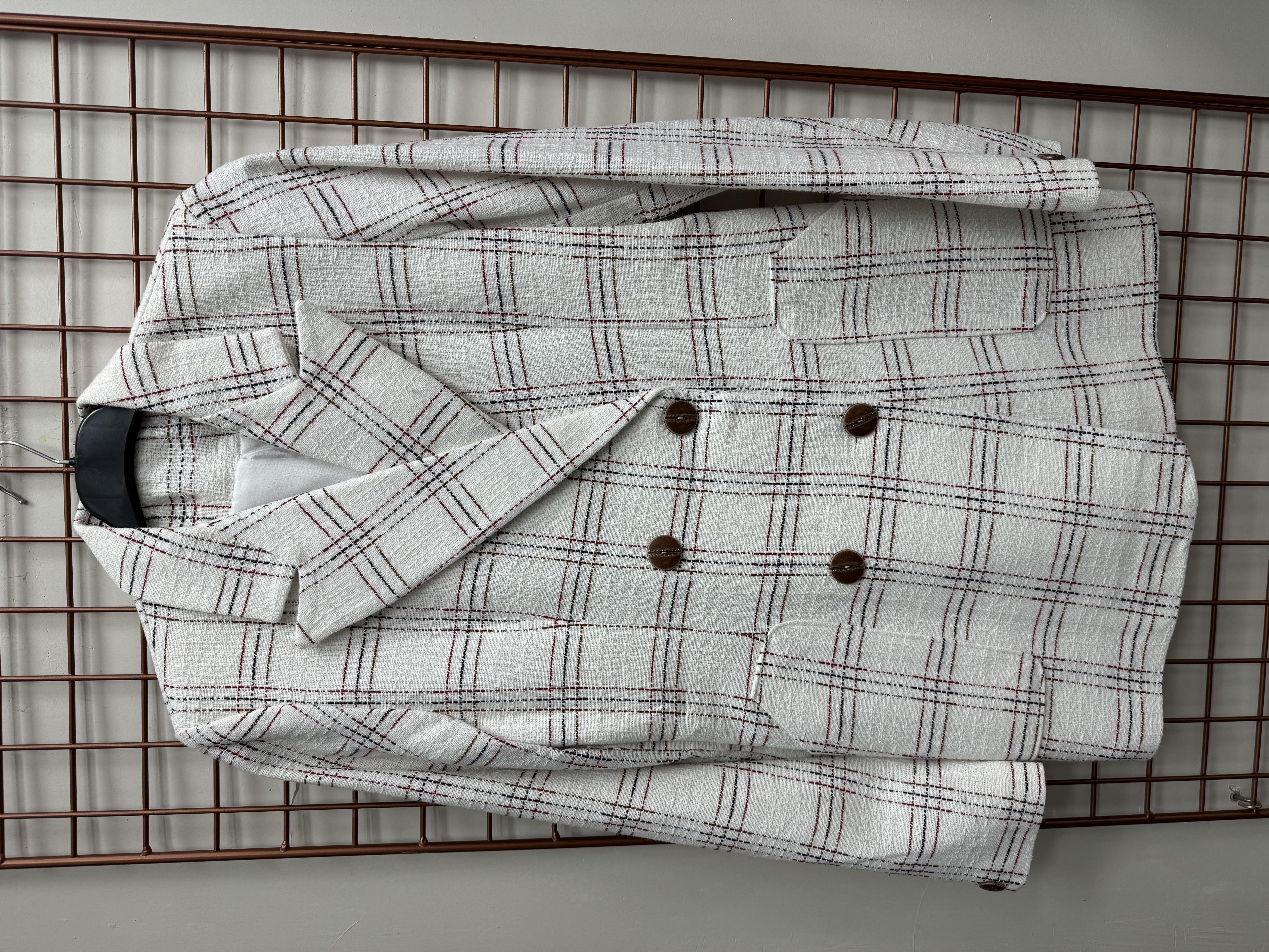 Torba Cep Tüvit Blazer Ceket Beyaz