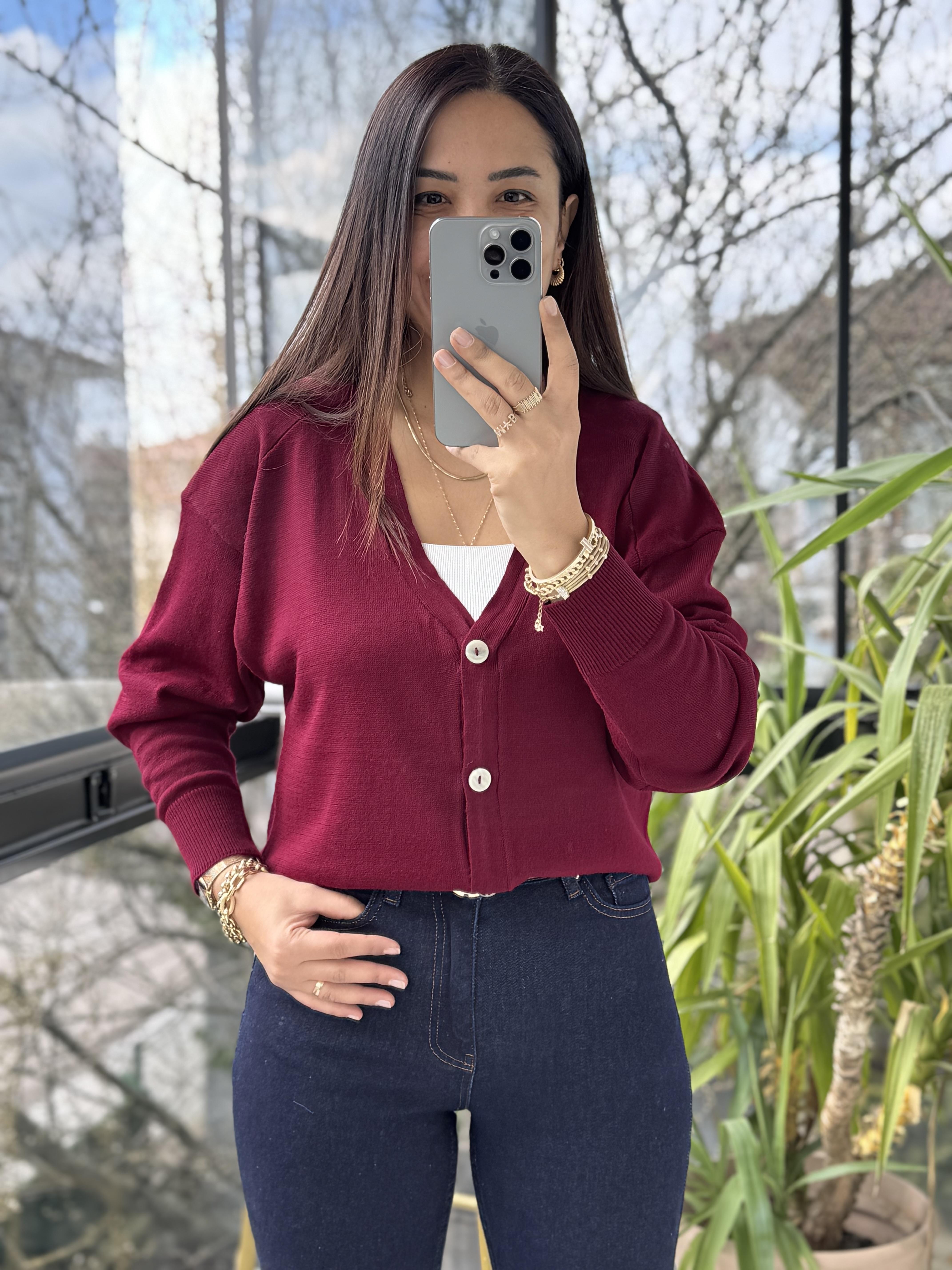 Triko Hırka Bordo
