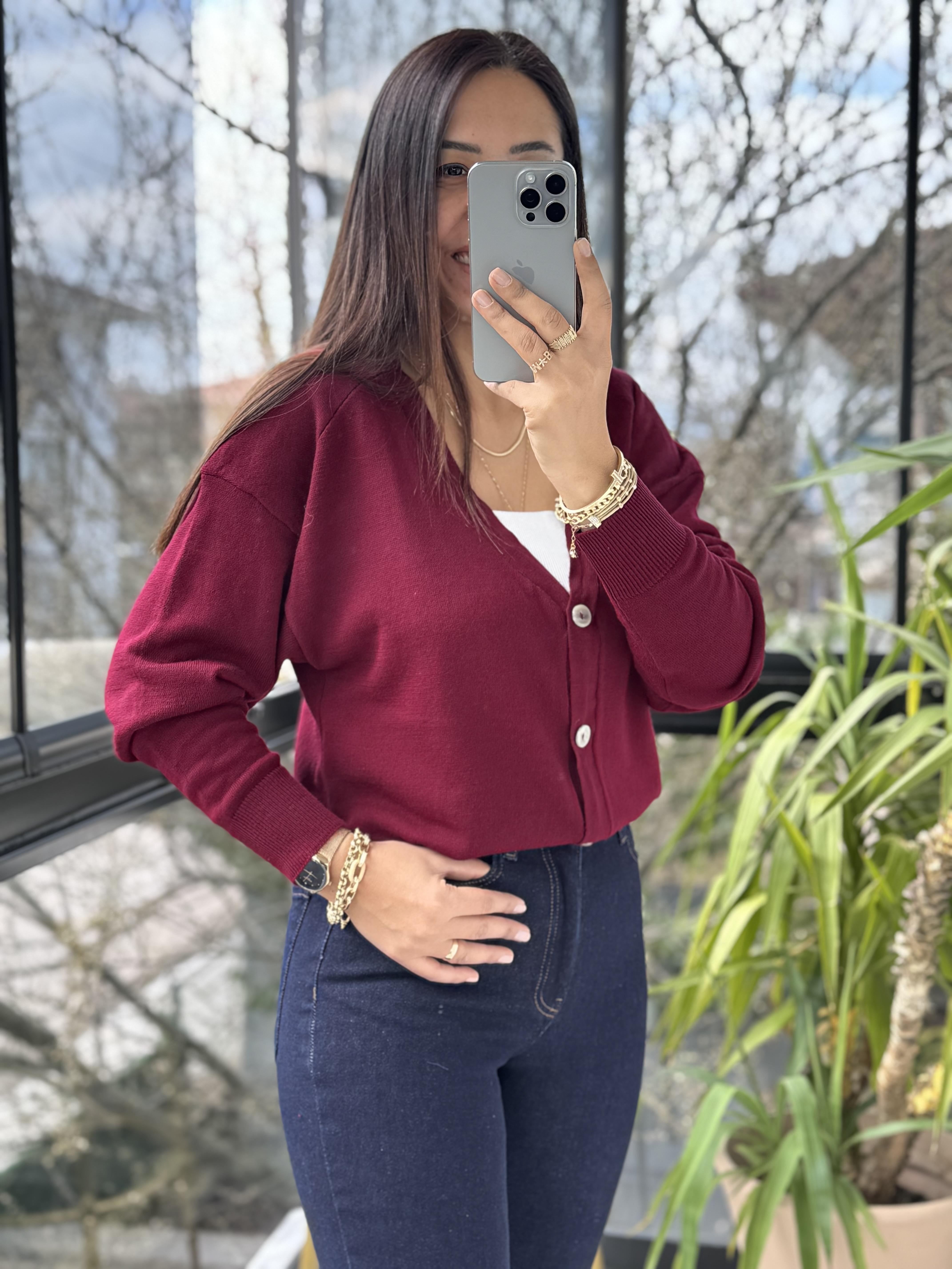 Triko Hırka Bordo
