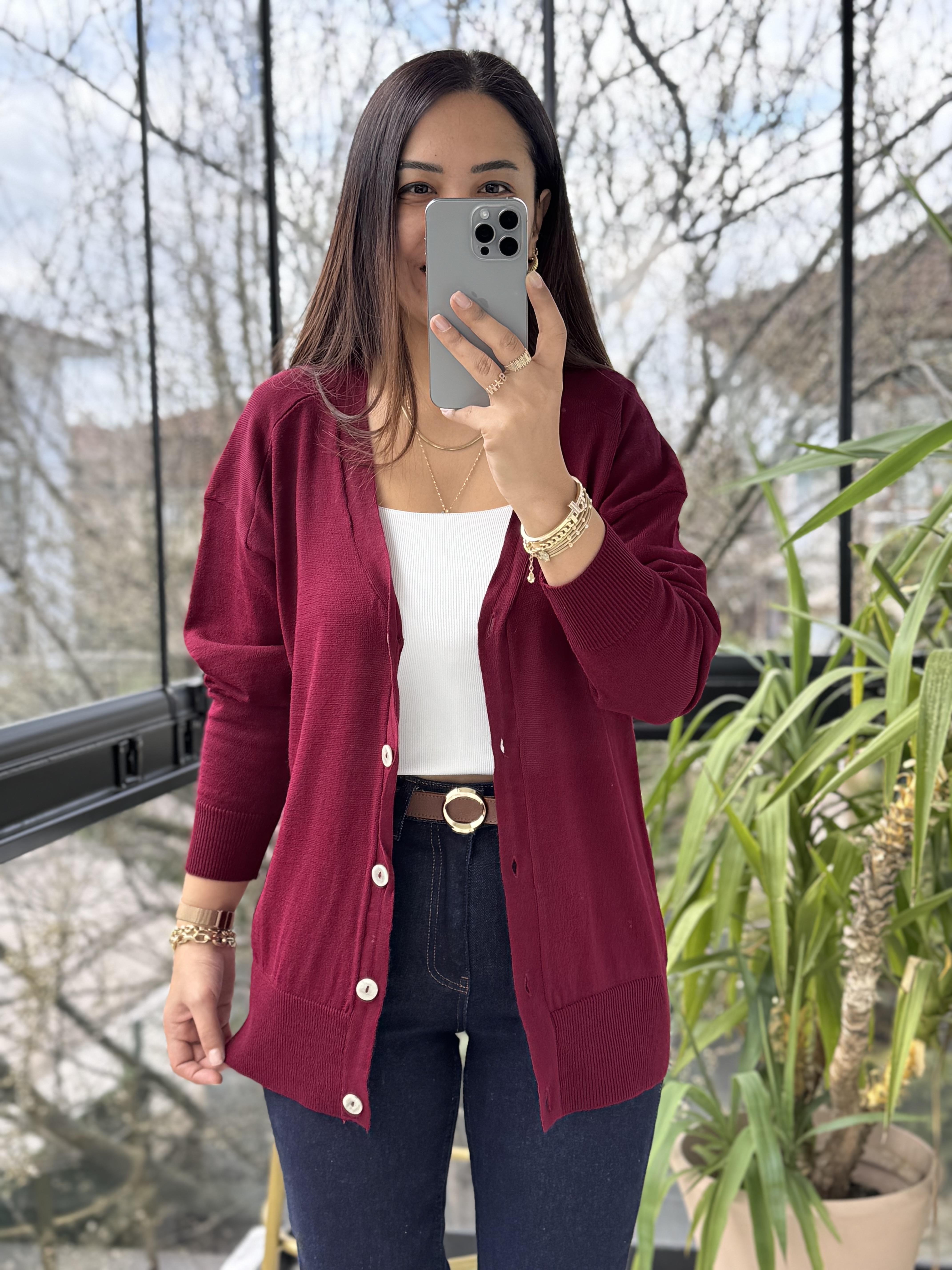 Triko Hırka Bordo