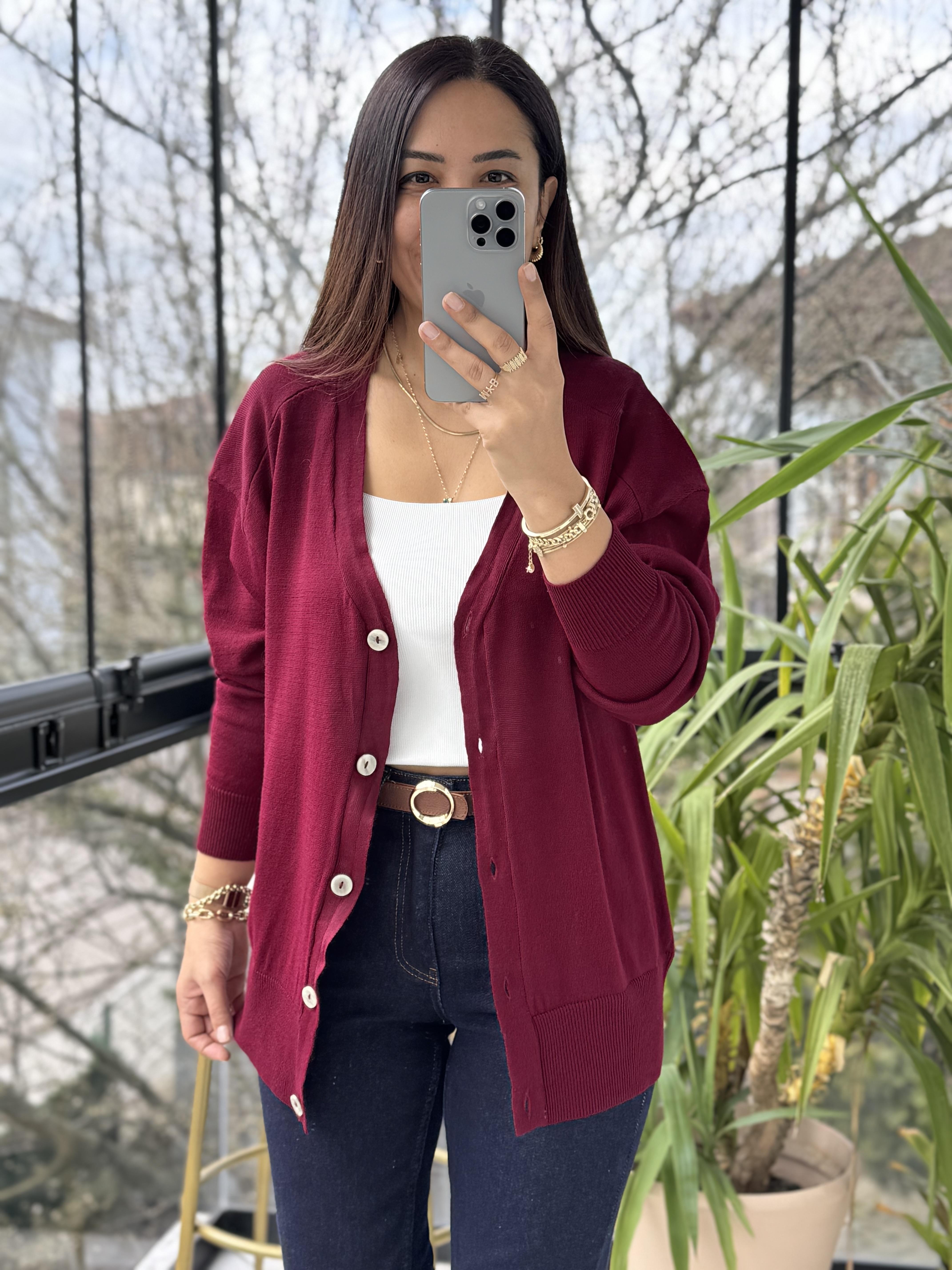 Triko Hırka Bordo