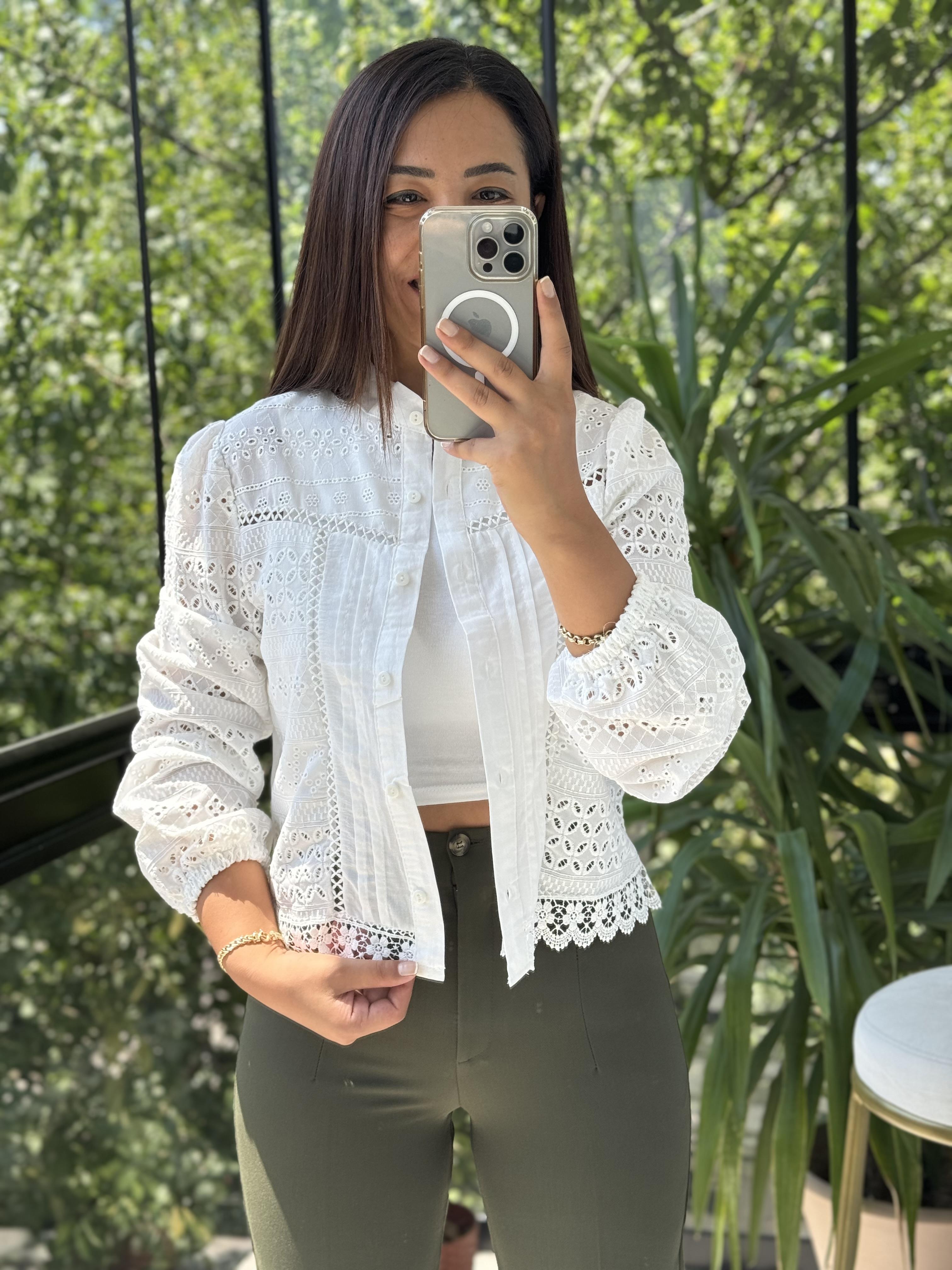 Yarım Fisto Gömlek Beyaz