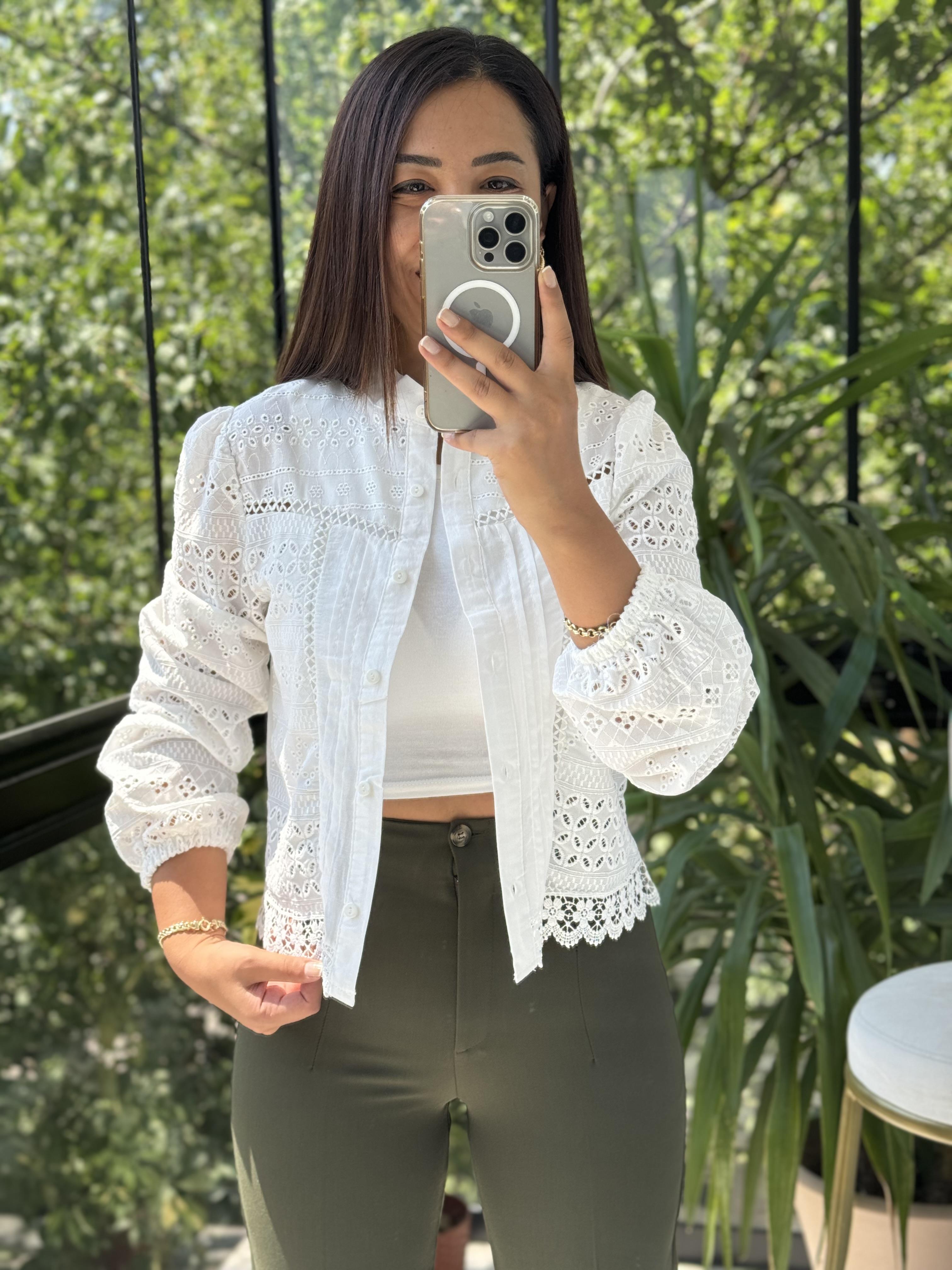 Yarım Fisto Gömlek Beyaz