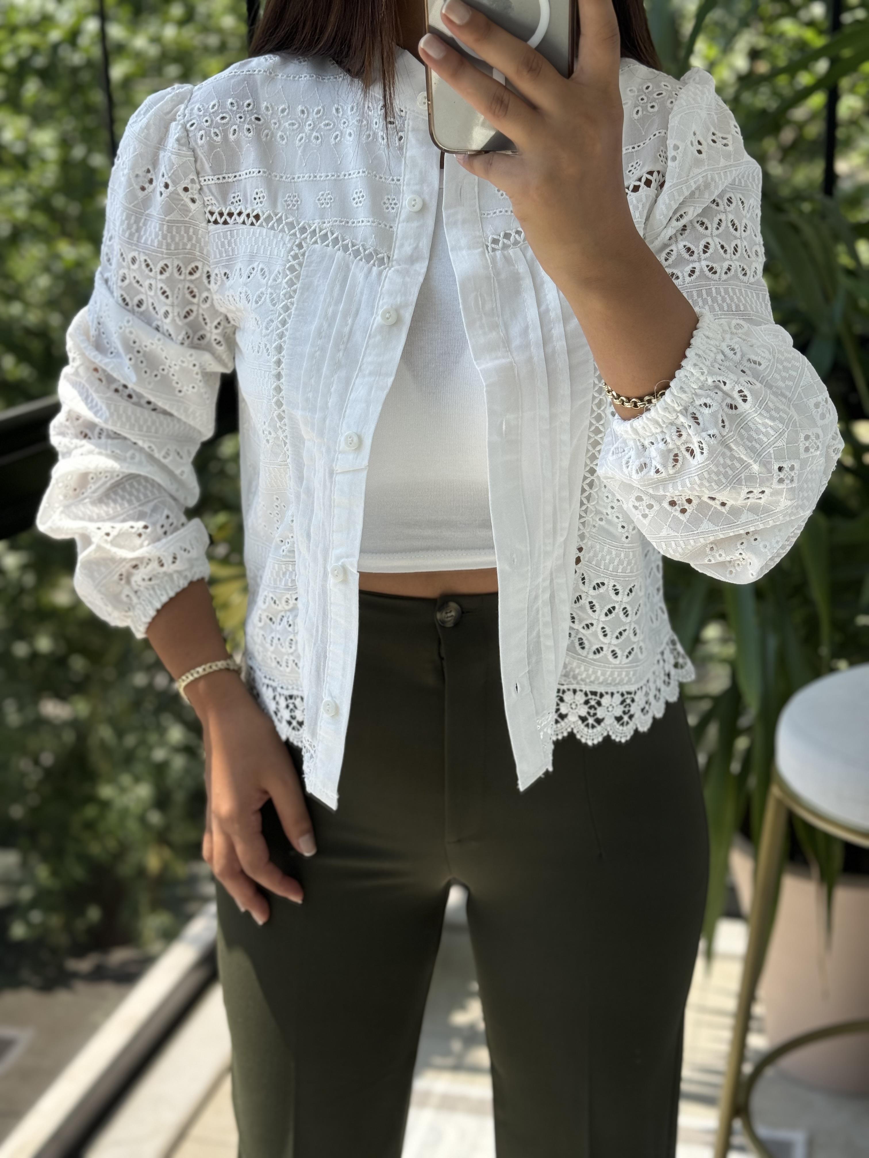 Yarım Fisto Gömlek Beyaz