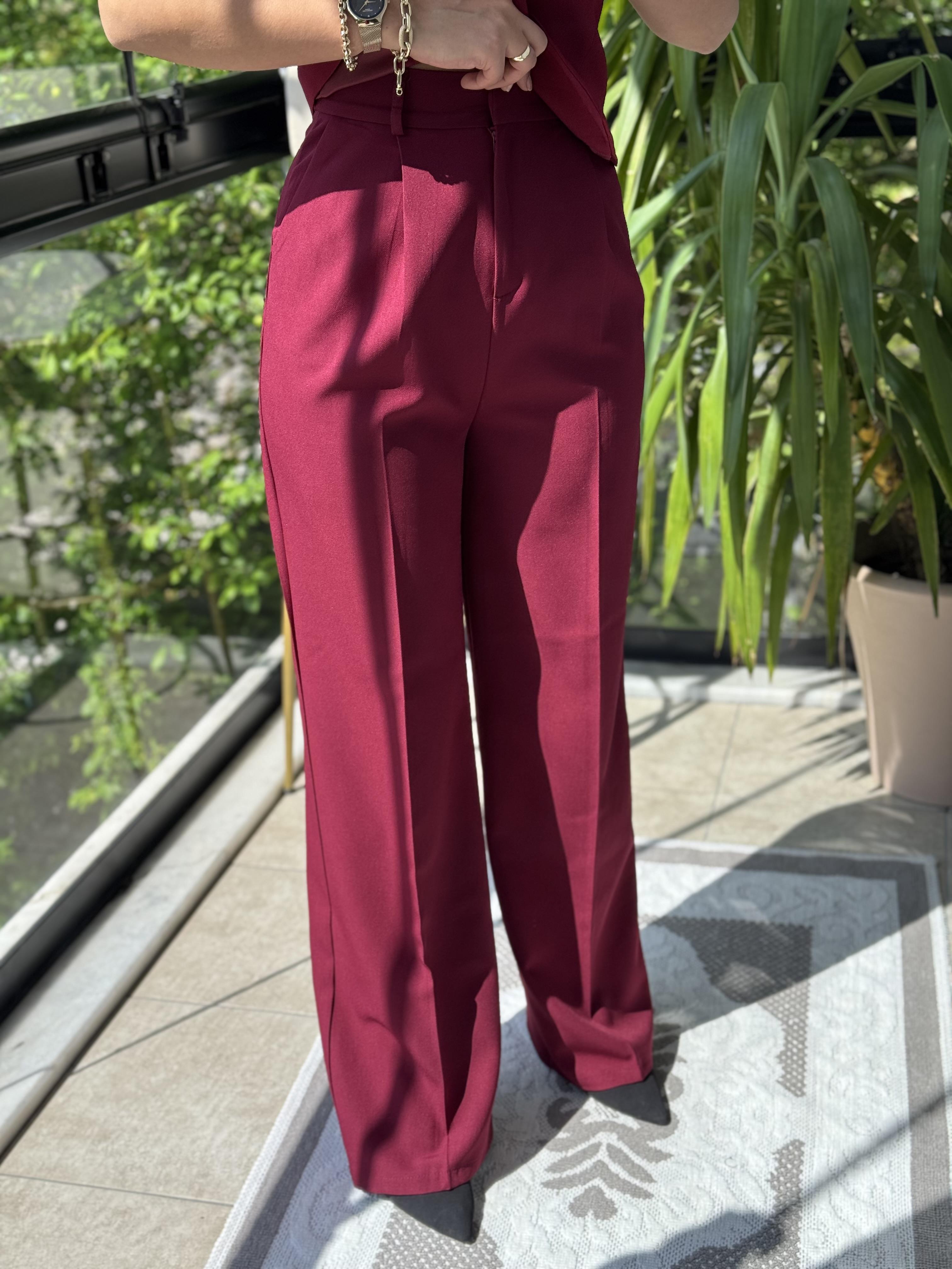 Zra Model Palazzo Pantolon Bordo