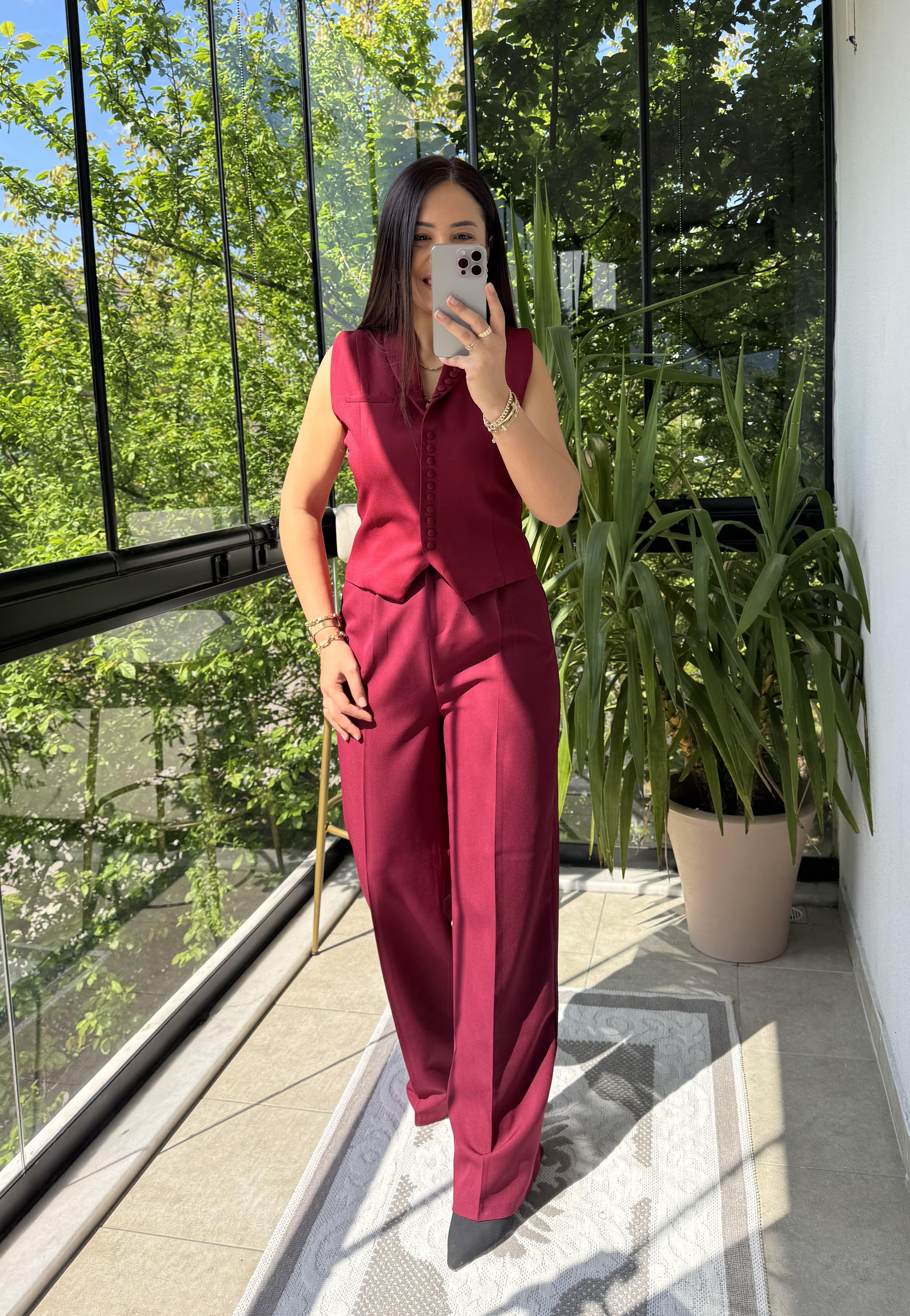 Zra Model Palazzo Pantolon Bordo