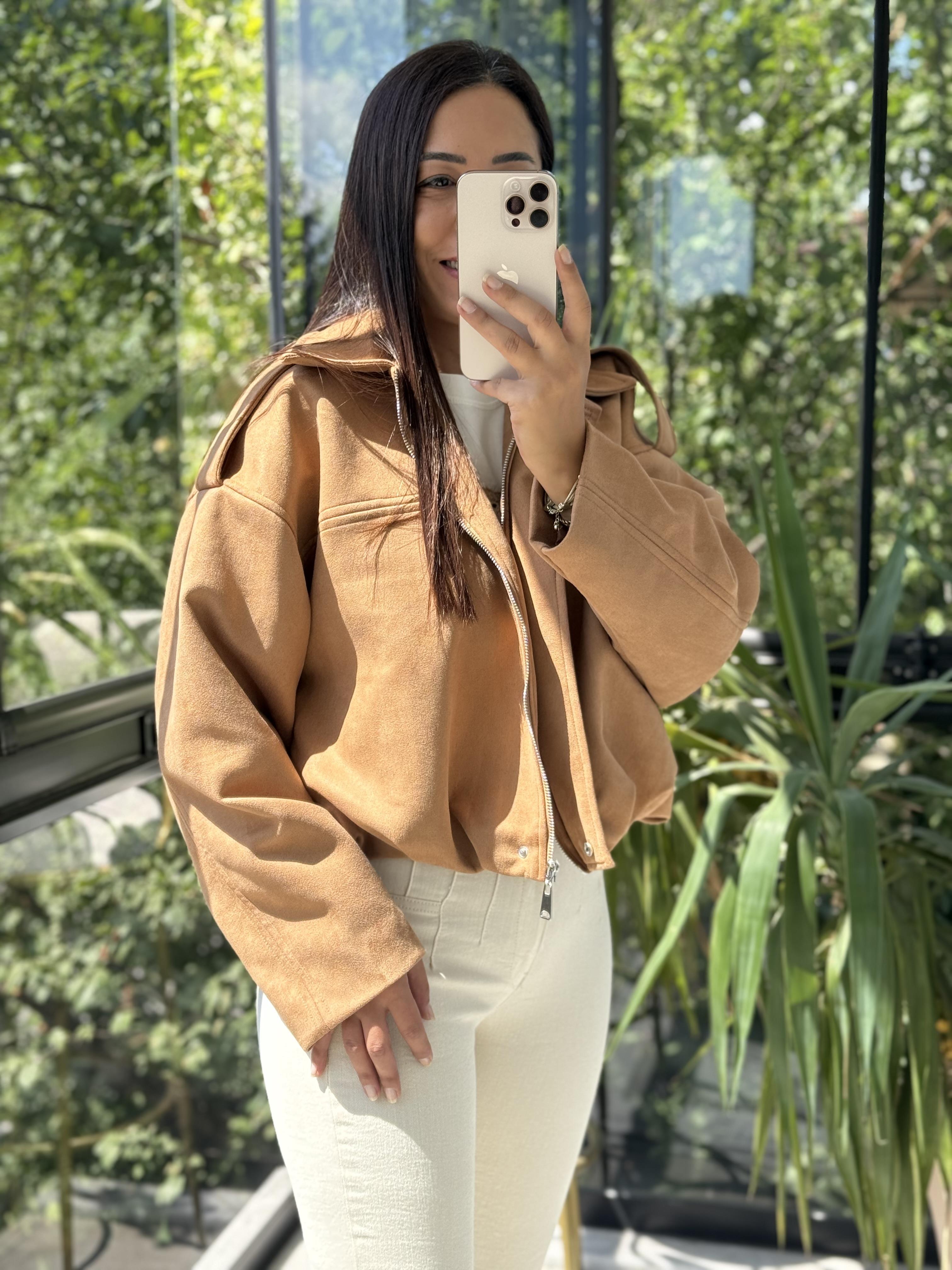 Zra Model Süet Bomber Ceket Camel