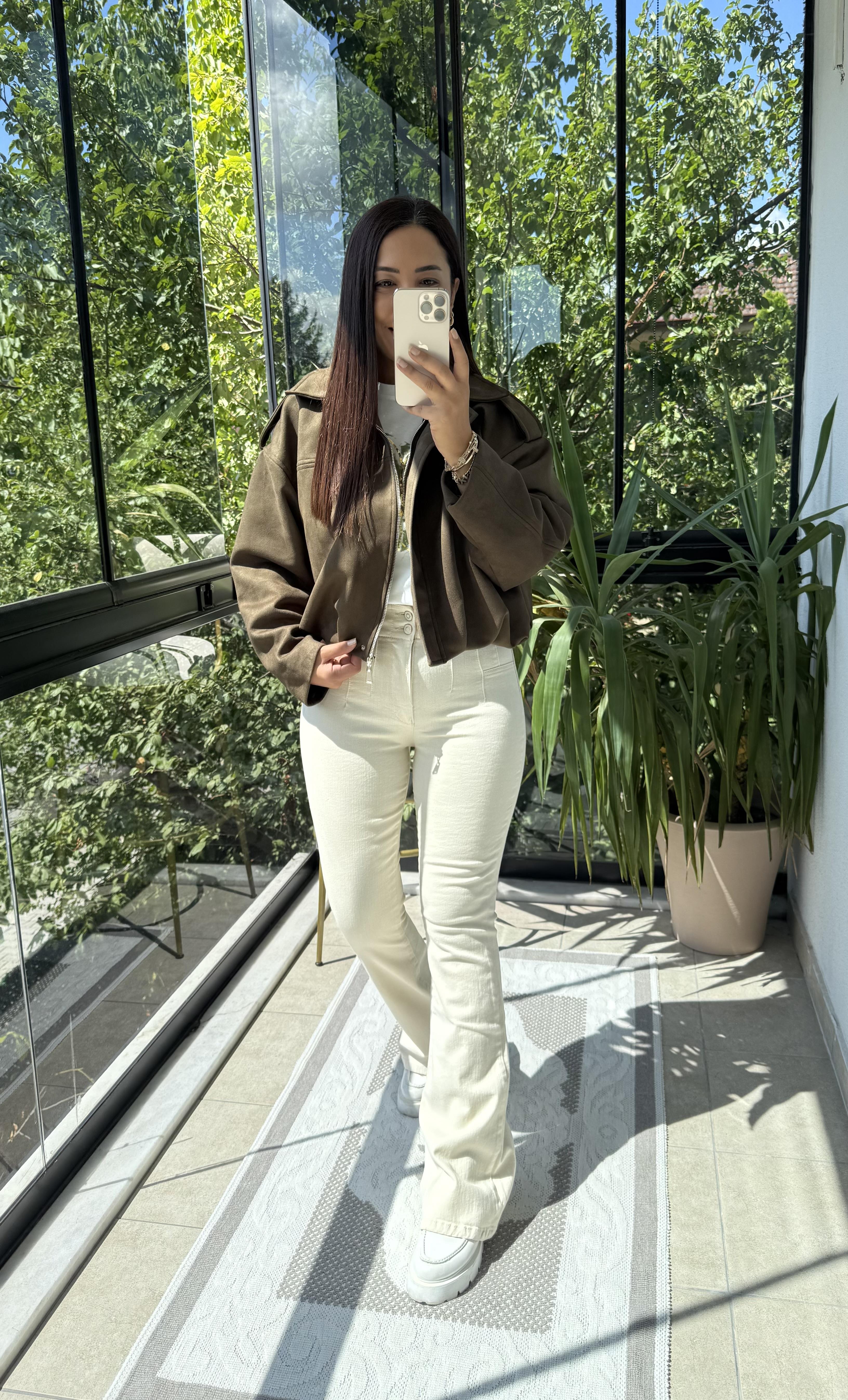 Zra Model Süet Bomber Ceket Haki Yeşili