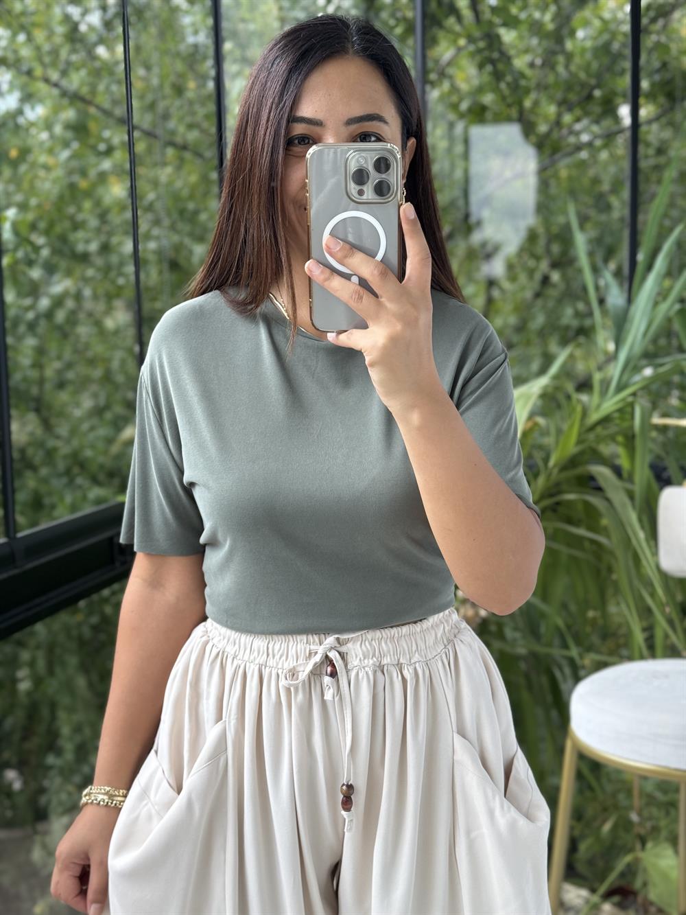  Oysho Tişört Haki Yeşili